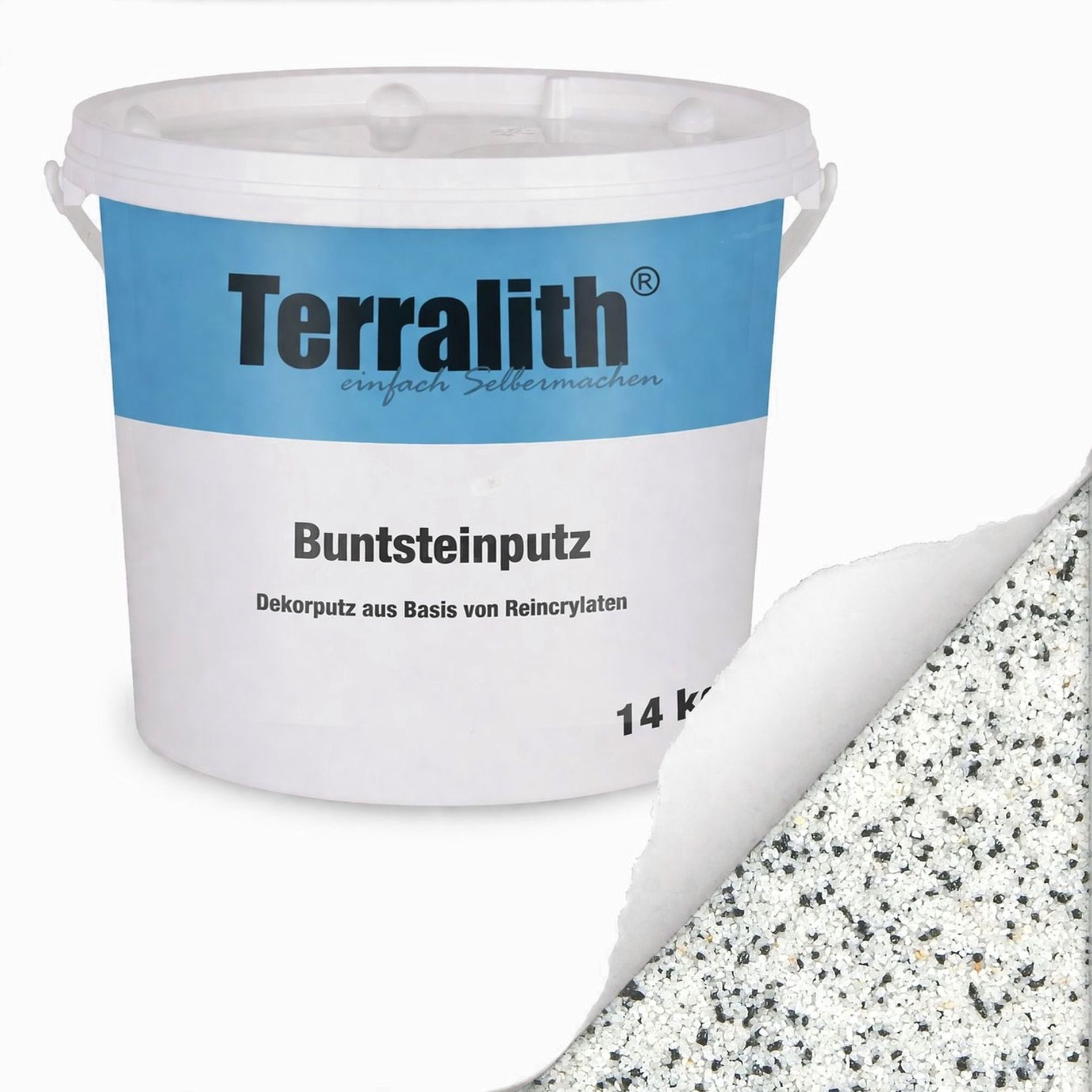 Terralith® Kunstharzputz Buntsteinputz Mosaikputz 2mm -14 kg- BSP95 (Eimer, Verarbeitungsfertig) Dekorationsputz aus Marmor-Granulat bzw. eingefärbter Körnung