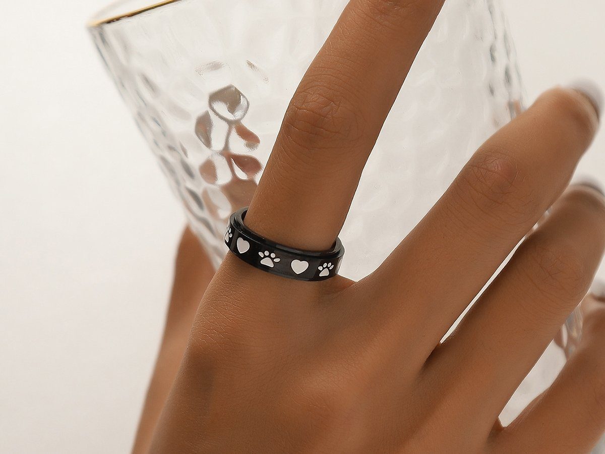 Eyecatcher Fingerring Anti Stress Fidget Ring Pfoten Herz Anxiety Ring günstig online kaufen