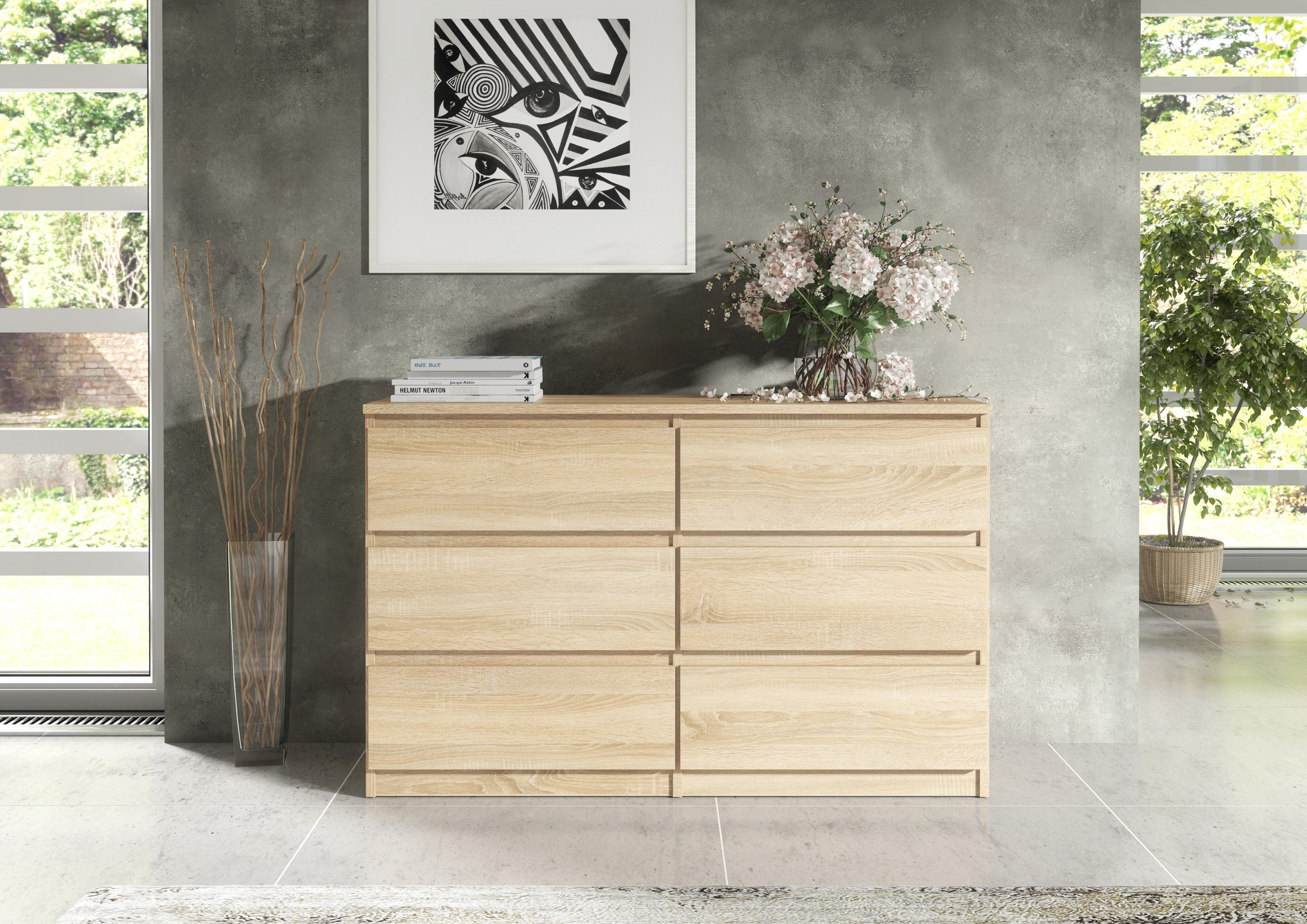 Raumhirsch Furniture Kommode, Sideboard, Kommode für das Schlafzimmer - Wohnzimmer (Maße: 100 × 39 × 78,5 cm, 6 Schubladen, Rollenschienen), viele Farbvarianten - Hochwertig & stabil