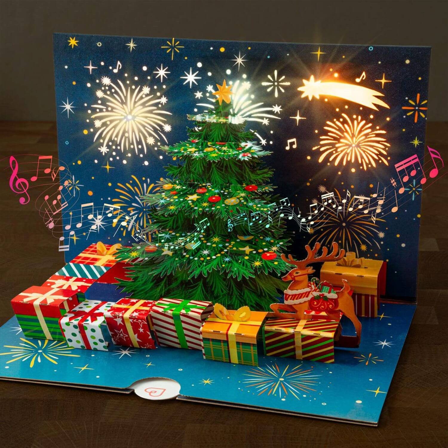 papercrush Weihnachtskarte Weihnachtsbaum mit Musik & Licht Pop-Up Karte