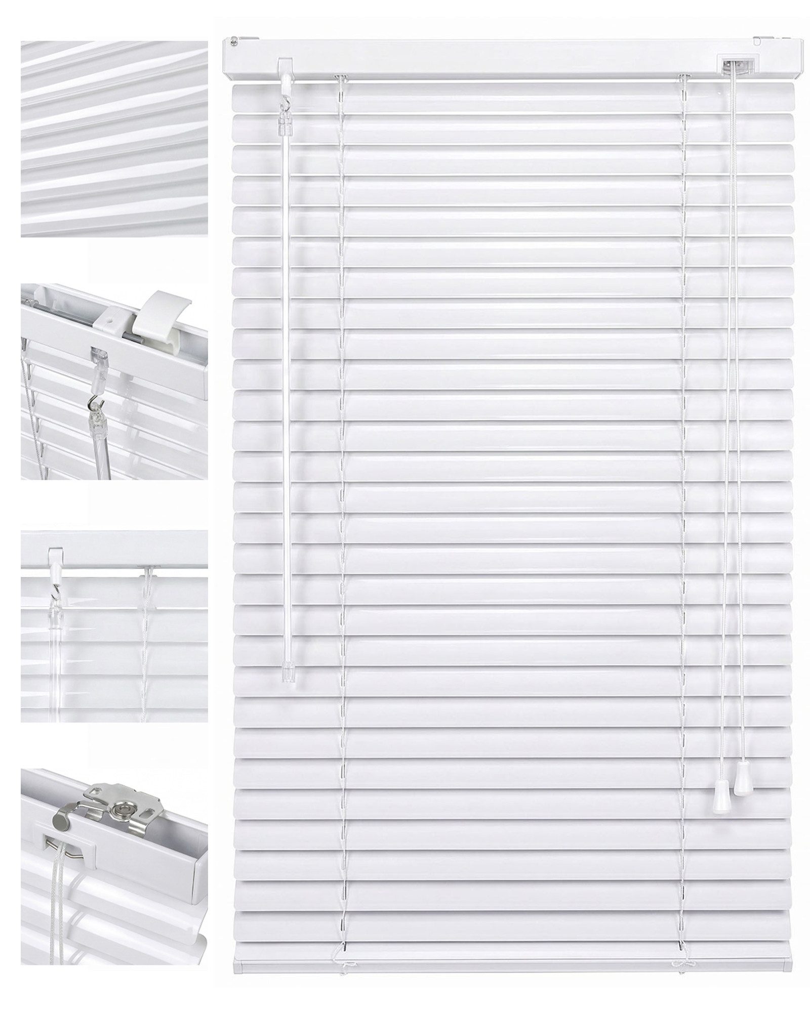 Sekey Jalousie Aluminium-Jalousie Klemmfix ohne Bohren für fenster Sichtschutz, freihängend, 25mm Alu-Lamellen, Klemmfix ohne Bohren, inkl. Zubehör