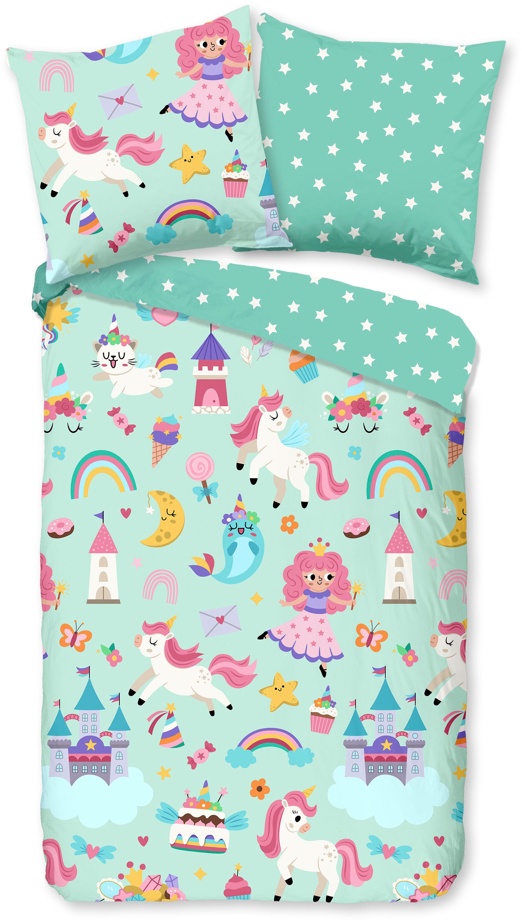 good morning Babybettwäsche Fantastic, Renforcé, 2 teilig, Baumwolle, Renforcé, Wendeoptik, Kind, Baby, Mädchen, Fantasie