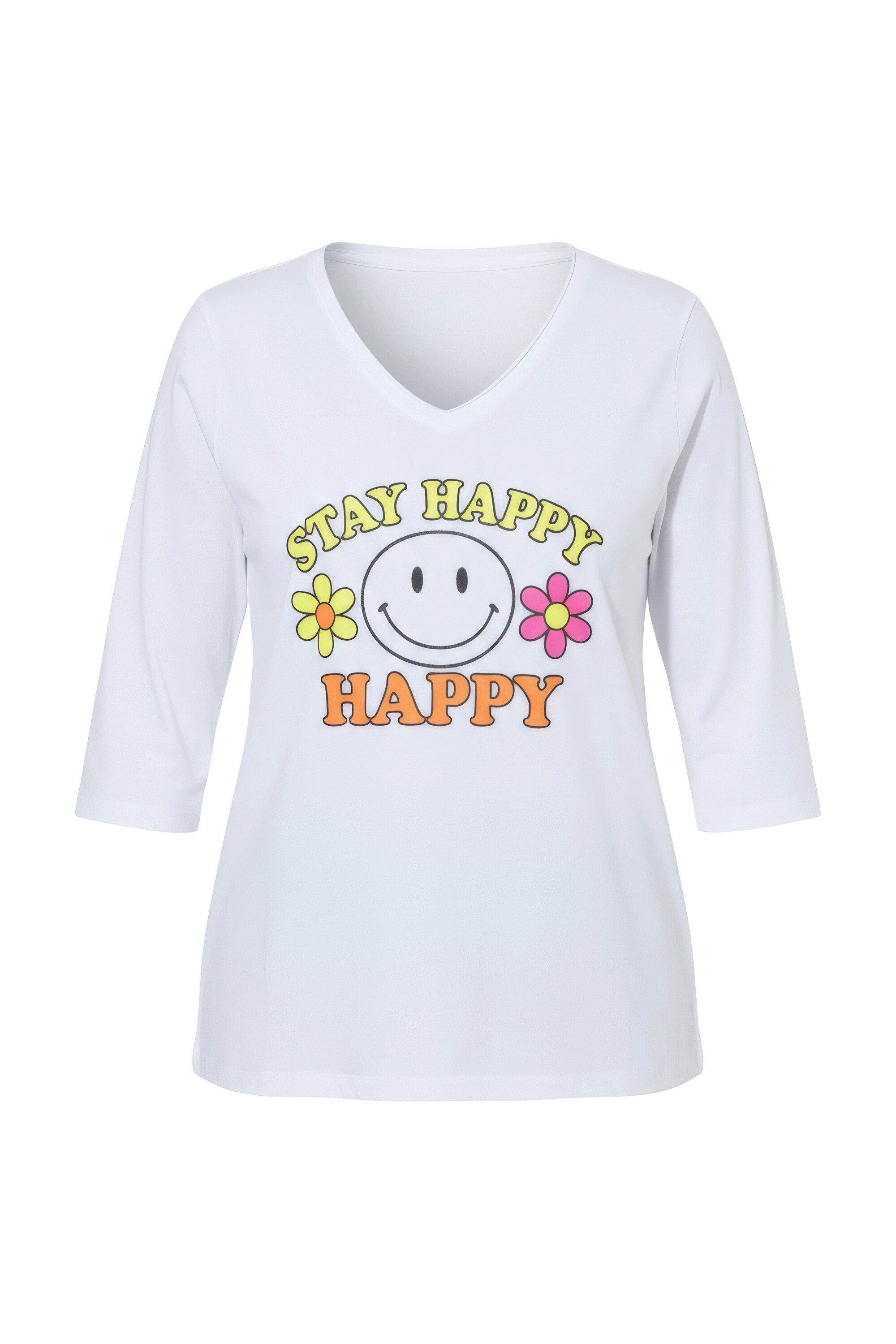 T-Shirt T-Shirt A-Linie Neon-Smiley 3/4-Ärmel