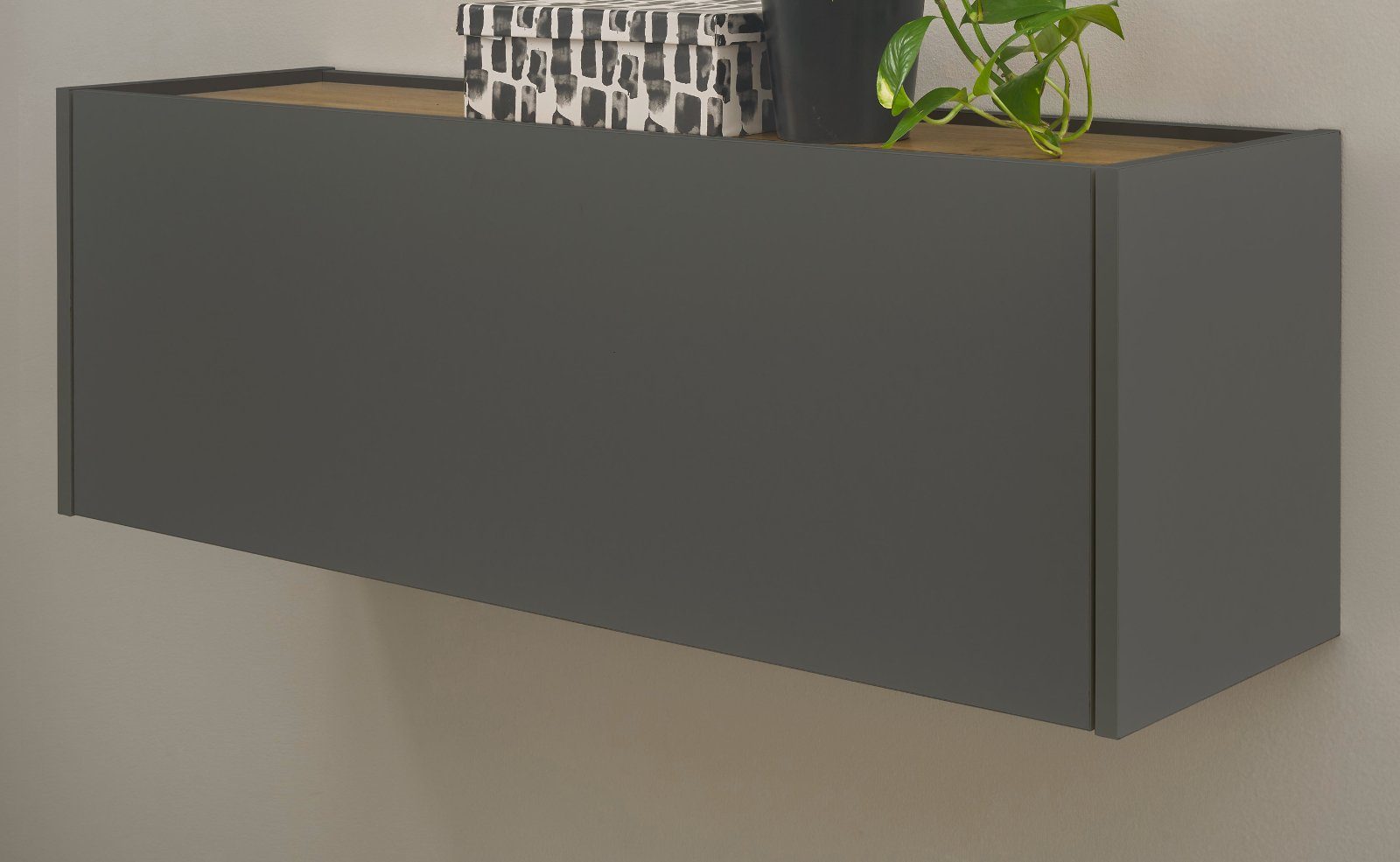 Furn.Design Wandhängeschrank Center, Lowboard in grau mit Wotan Eiche, 100 cm, mit Klappe