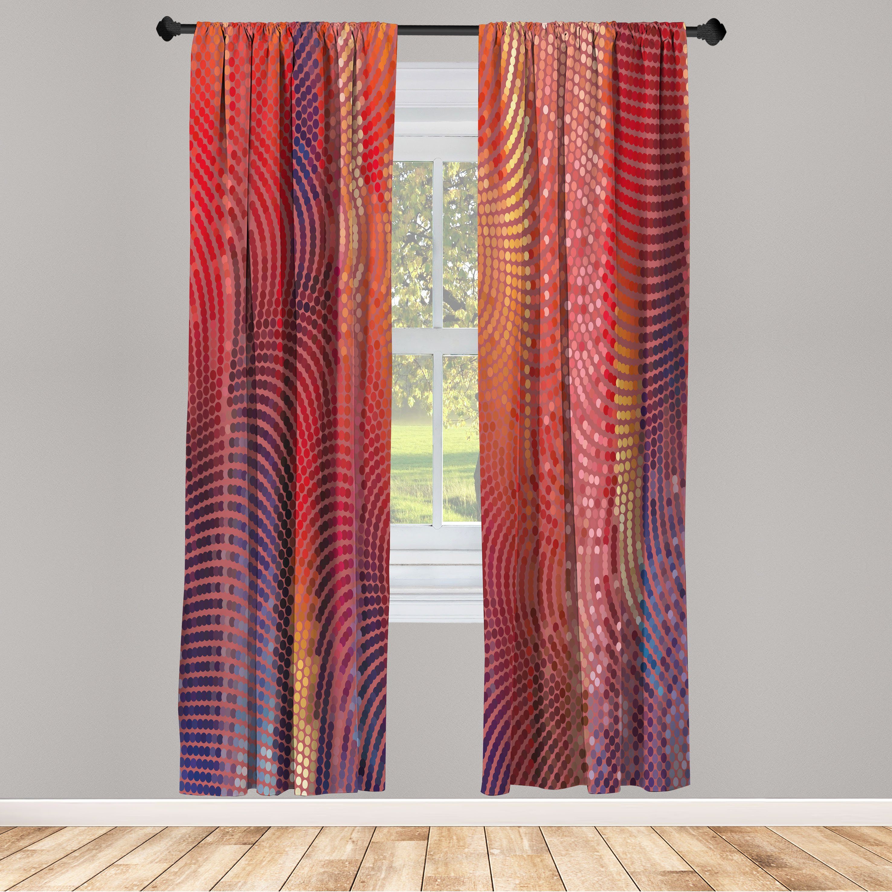 Gardine Vorhang für Wohnzimmer Schlafzimmer Dekor, Abakuhaus, Microfaser, Abstrakt Wellenförmige Mosaic Pixelated