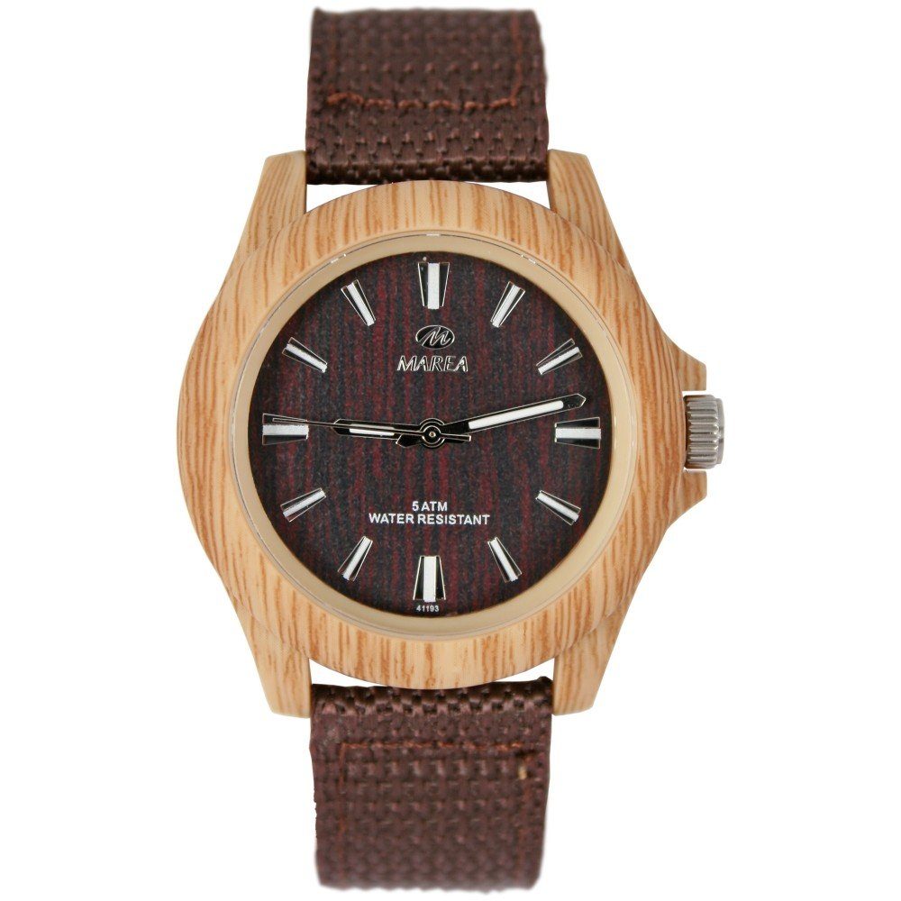 Marea Quarzuhr B41193/3, Woodlook L dunkel-/hellbraun, Armbanduhr Unisex in Holzoptik