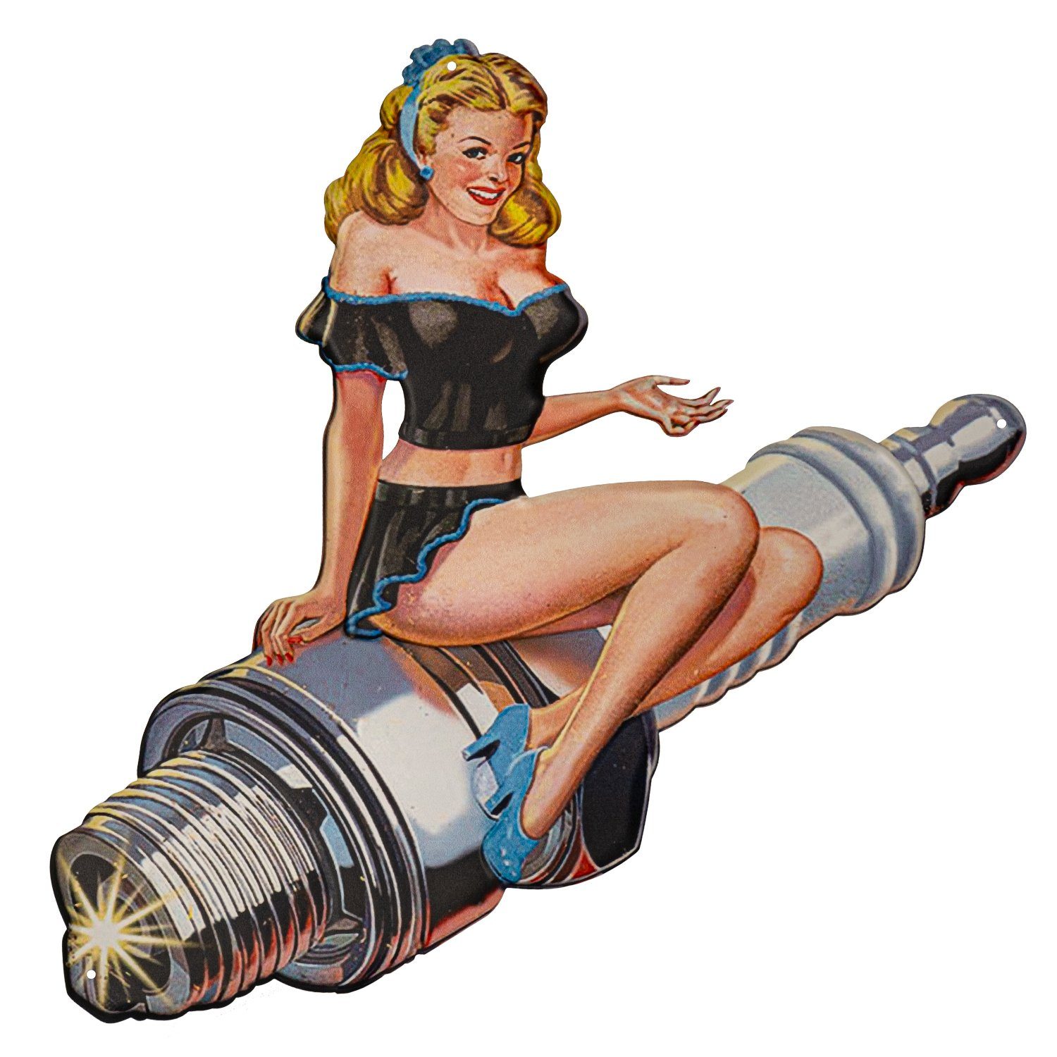 Moritz Metallschild Pin Up Frau Zündkerze Rockablilly, Vintage Retro Deko S günstig online kaufen