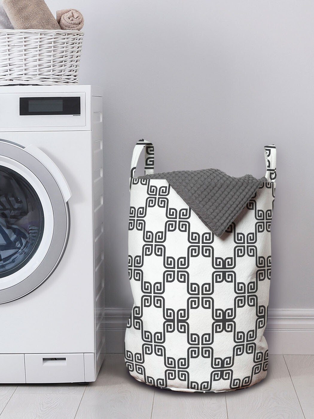 Abakuhaus Griffen mit Geschwungene Wäschesäckchen Linien für Mosaik Waschsalons, Jahrgang Wäschekorb Kordelzugverschluss
