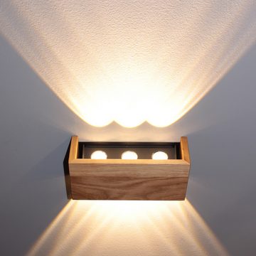 FISCHER & HONSEL LED Wandleuchte SHINE-WOOD, Ein-/Ausschalter, LED wechselbar, Made in Germany, langlebige LED