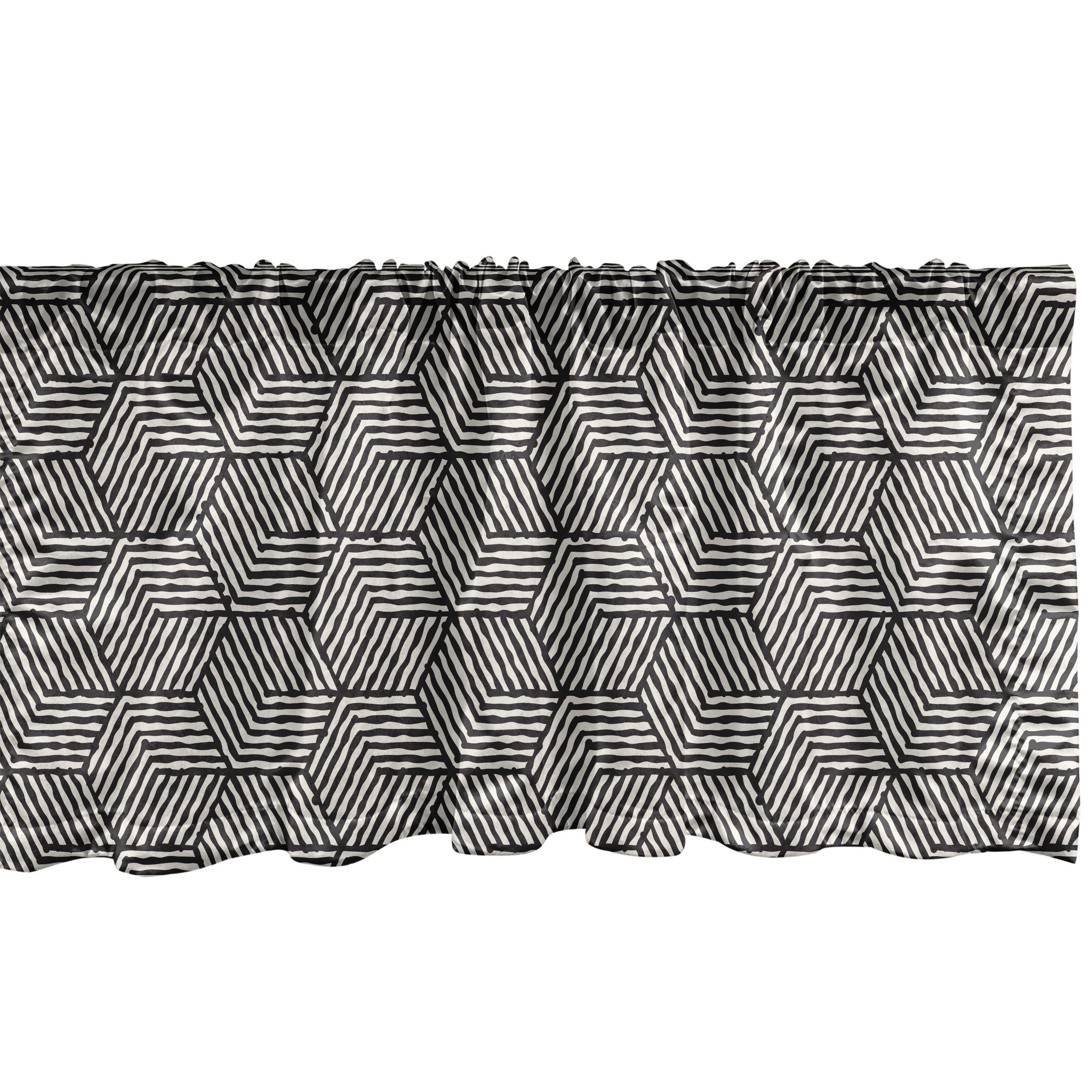 Scheibengardine Vorhang Volant für Küche Schlafzimmer Dekor mit Stangentasche, Abakuhaus, Microfaser, geometrisch Ethnische Lattice Forms
