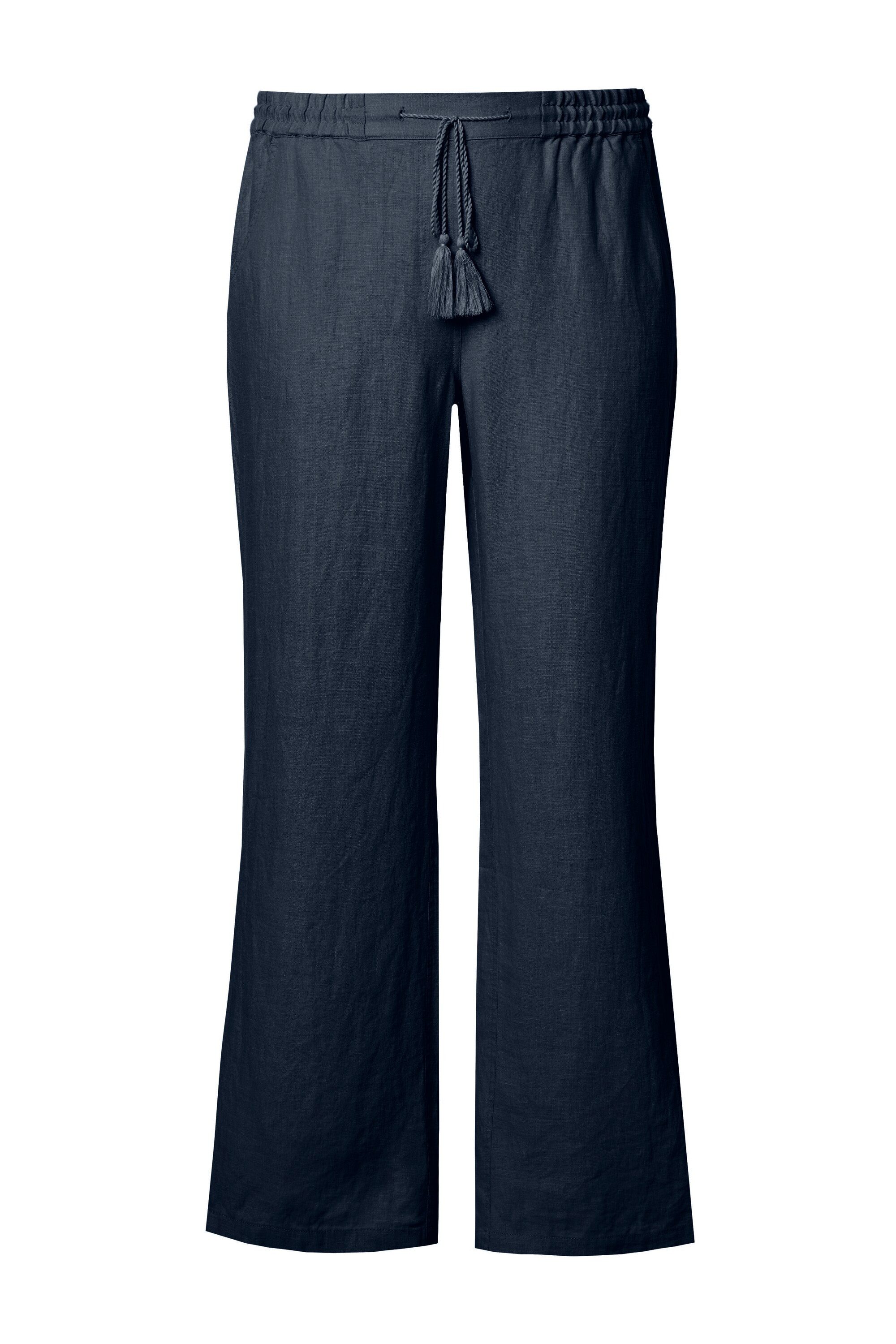 Ulla Popken Funktionshose Leinenhose Mary Elastikbund weites gerades Bein günstig online kaufen