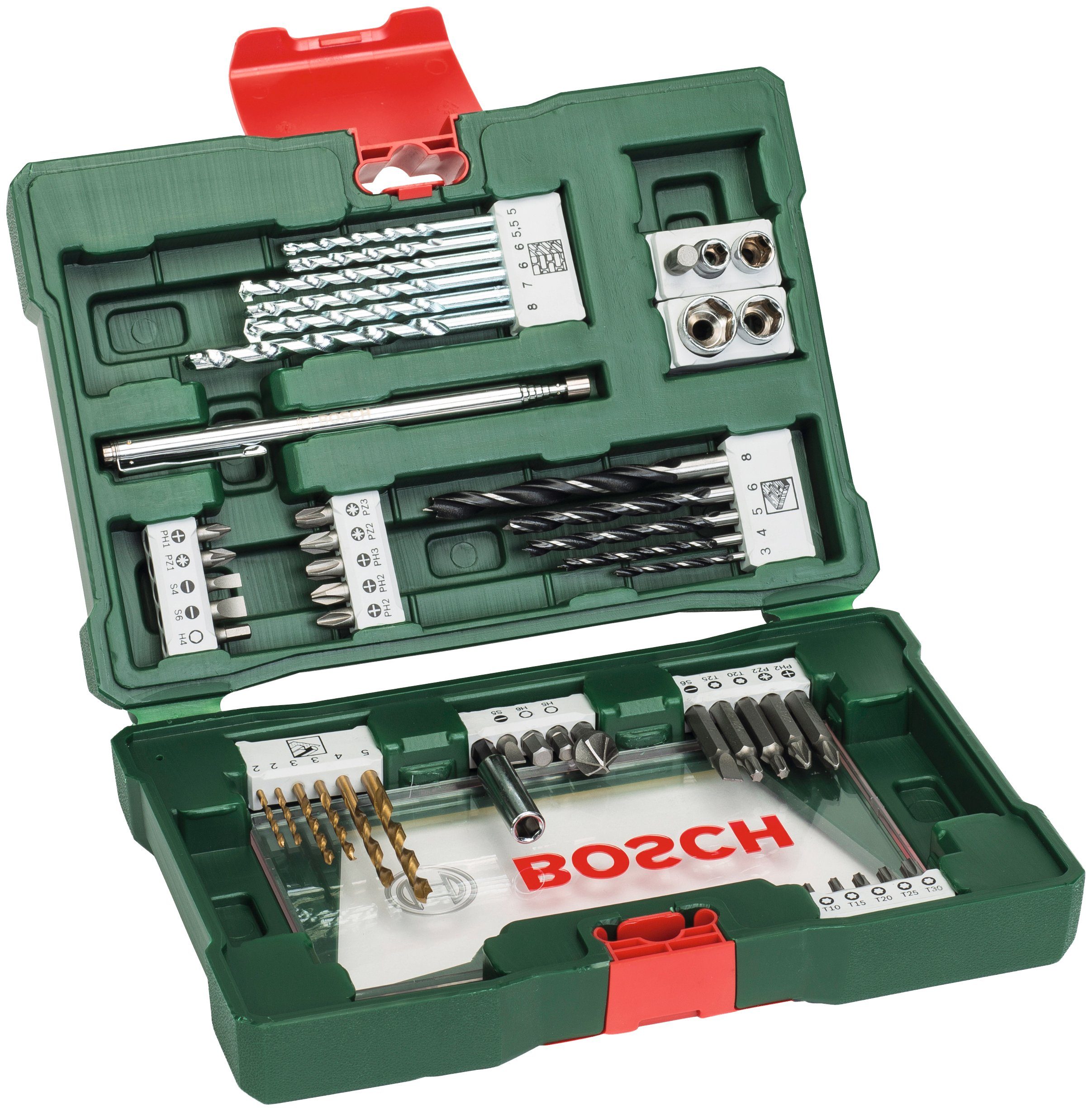 Bosch Home & Garden Werkzeugset V-Line, 48-tlg., TiN-Bohrer- und Bits mit Magnetstab und Kegelsenker