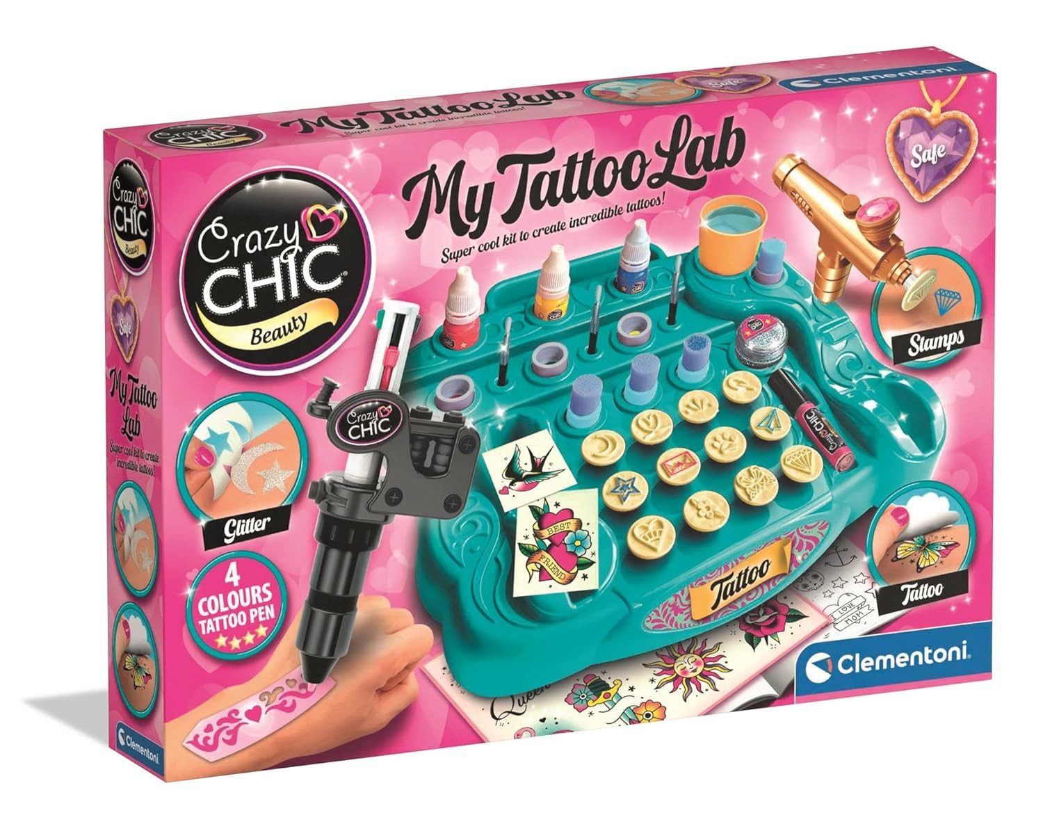 Clementoni® Experimentierkasten Clementoni 18260 - Crazy Chic Tattoo-Studio