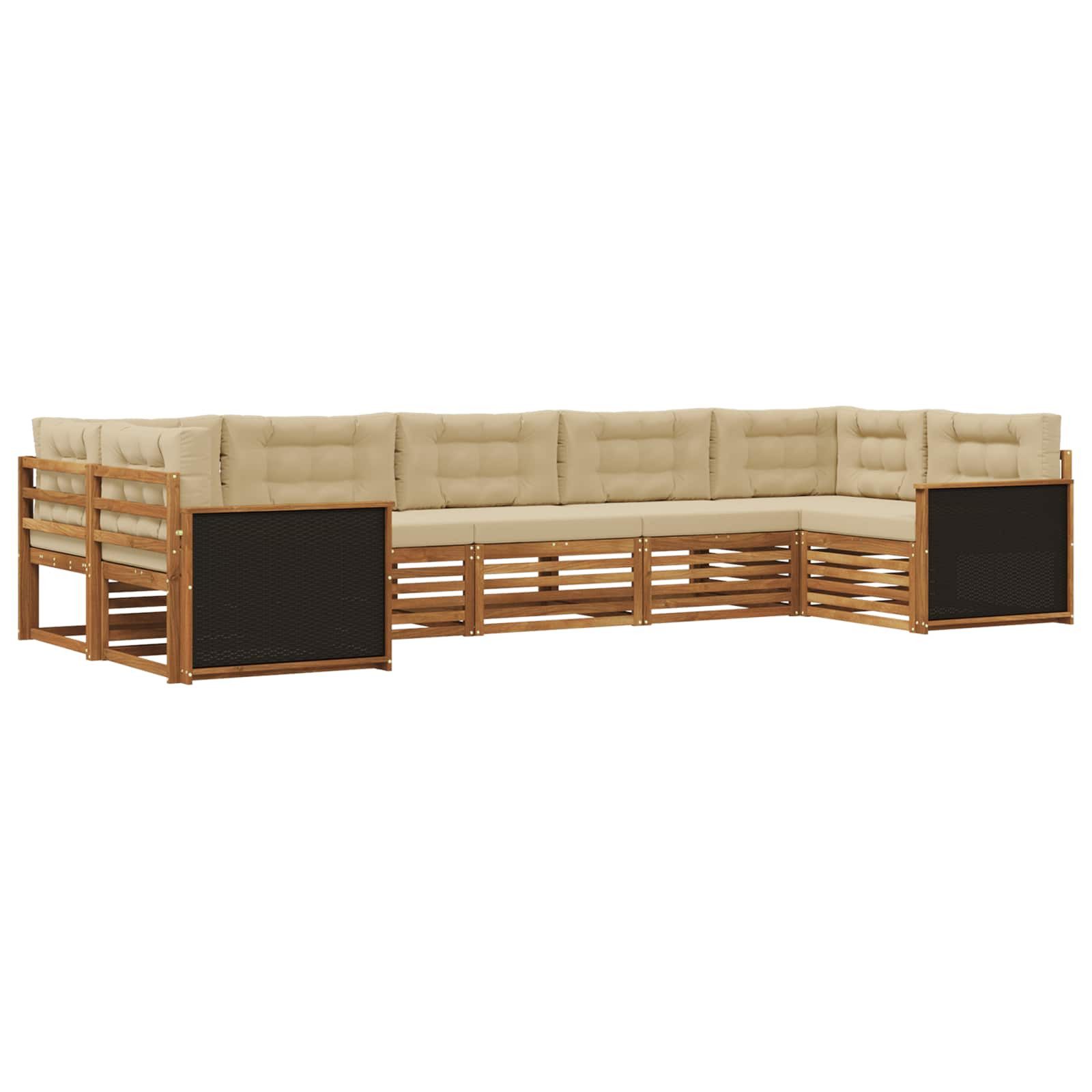 Gartenlounge-Set Outdoor-Sofagarnitur mit Kissen 7 pcs Natur und Beige
