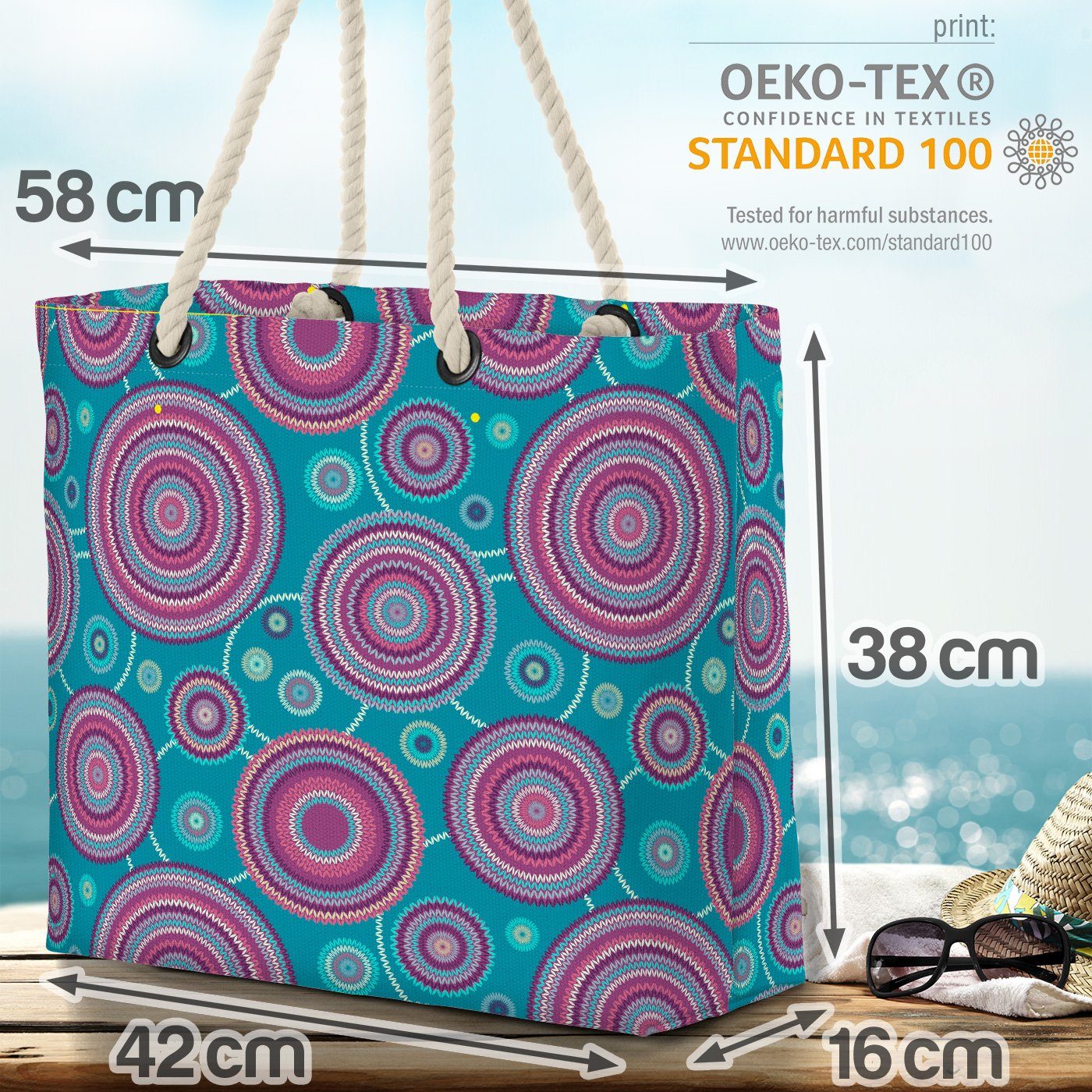 (1-tlg), Beach Strandtasche Bag VOID Strickmuster Design Sommer Ethnisches Grafik Strick-Muster ethno
