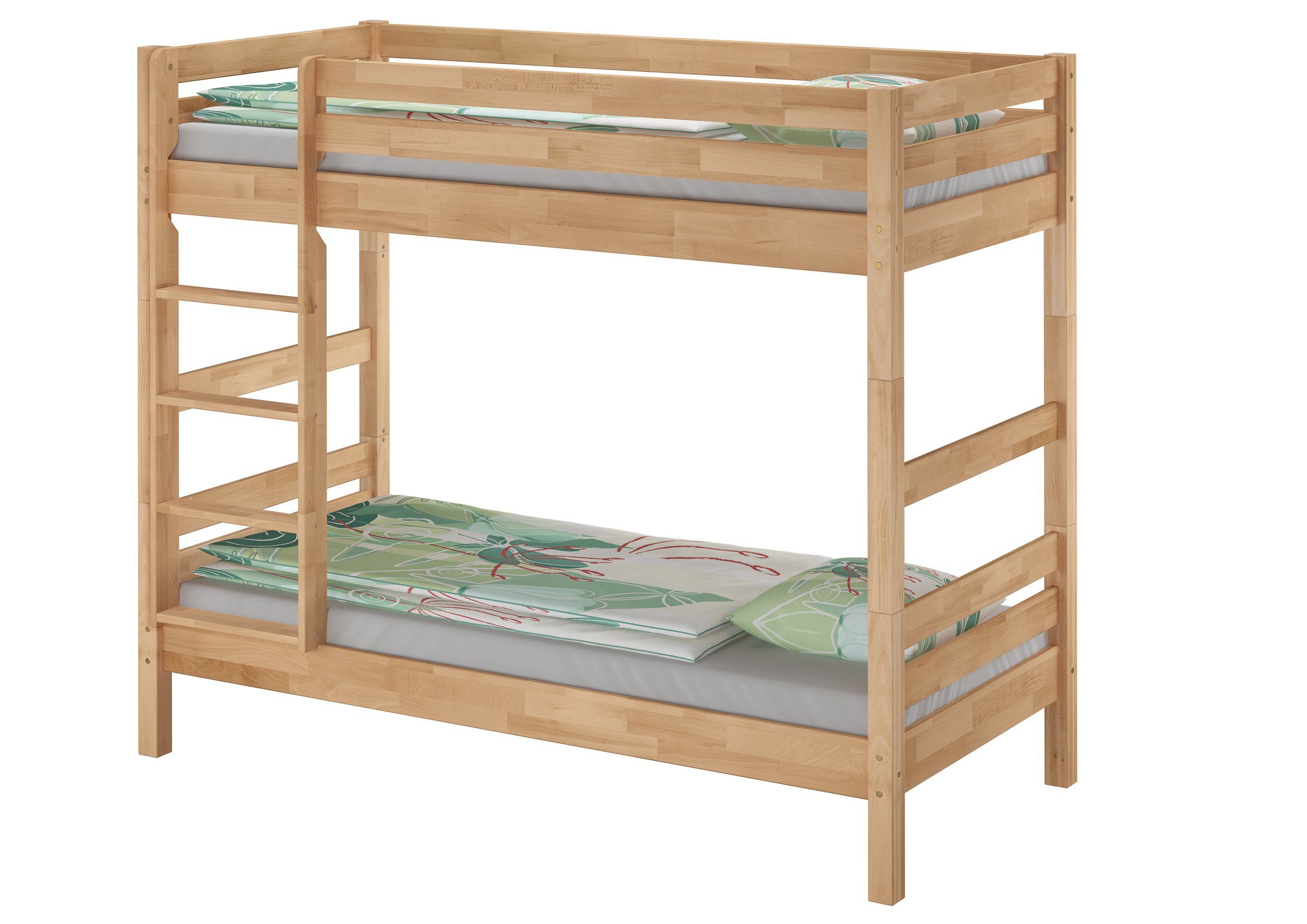 ERST-HOLZ Etagenbett Breites Etagenbett Stockbett Holzbett Buche Massiv Natur 100 x 200 cm