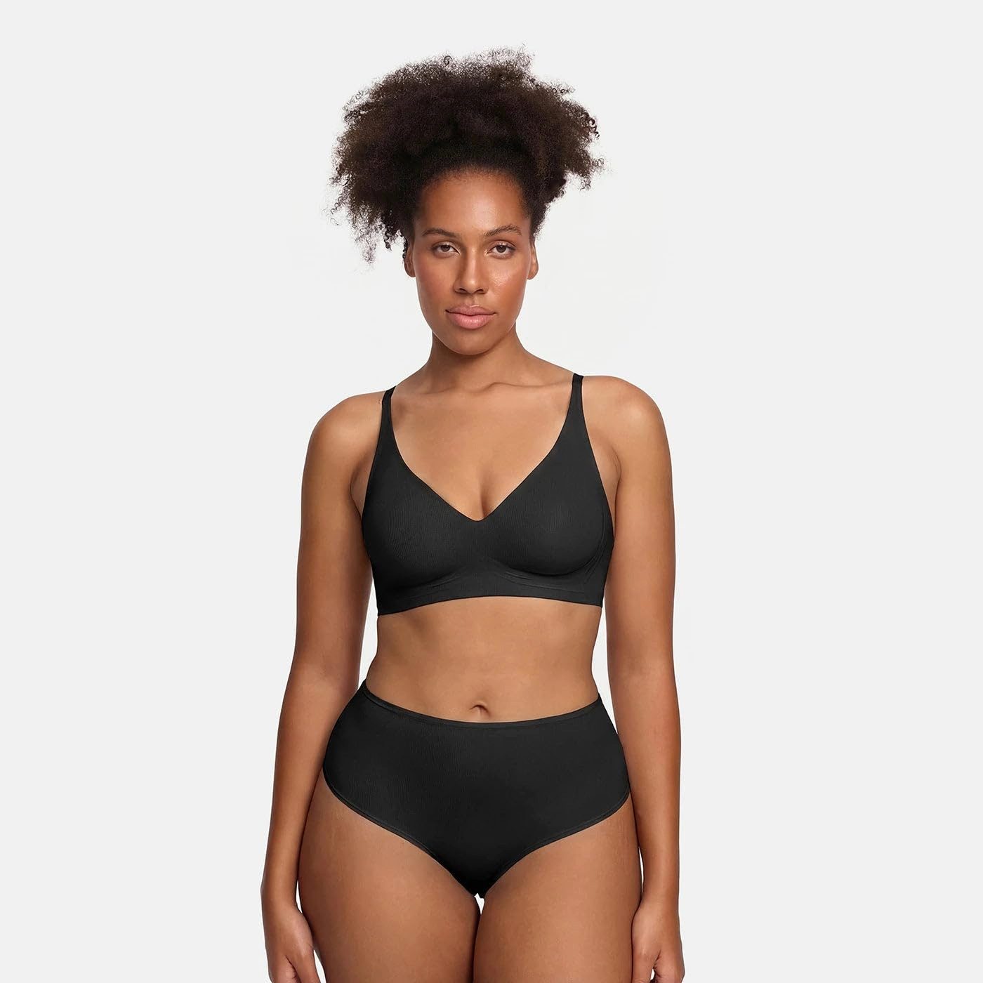 cfab (creamy fabrics) Bügelloser BH Comfort Push-Up BH-Schwarz-2XL (1-tlg)
