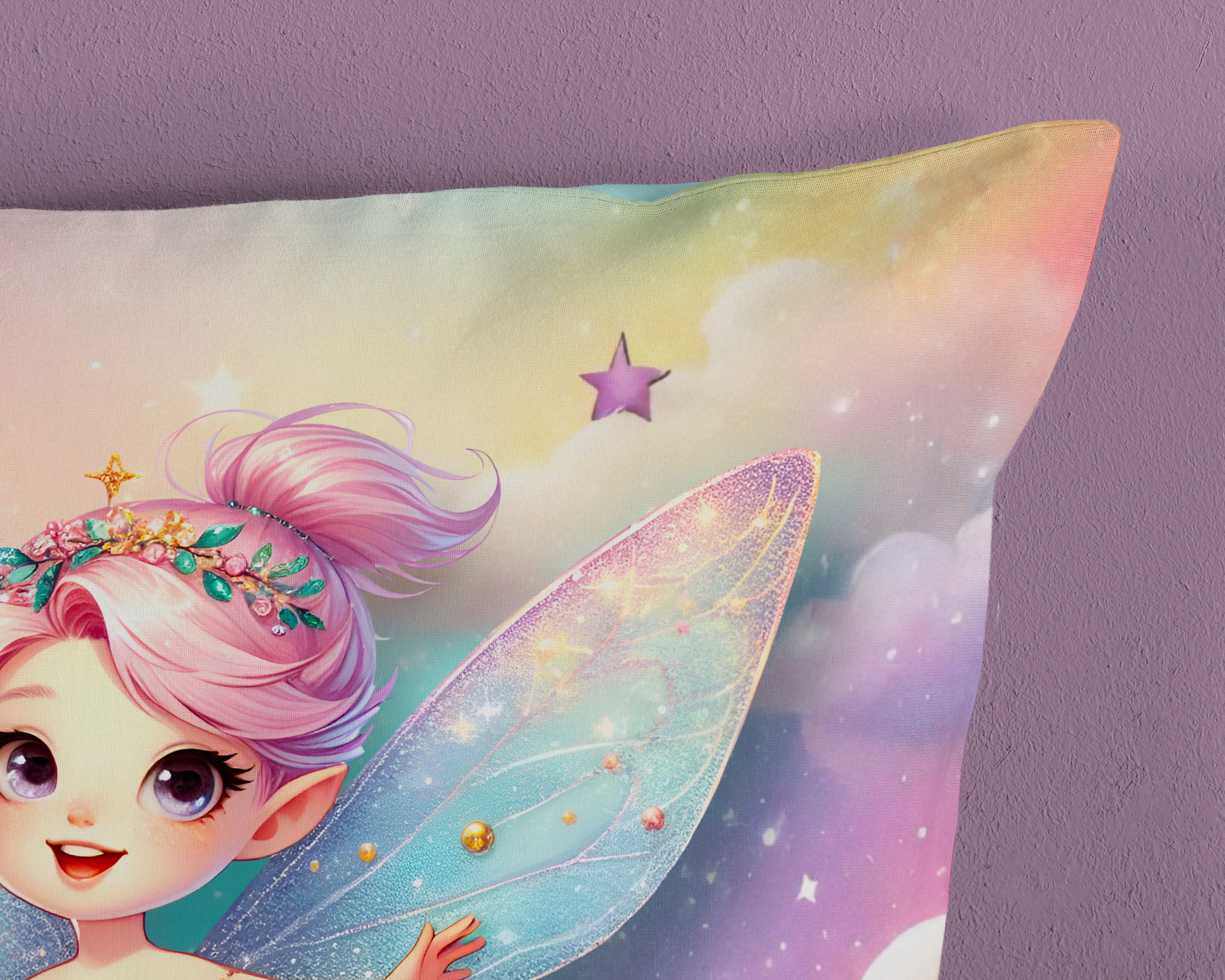 good morning Kinderbettwäsche Twinkles, Renforcé, 2 teilig, Baumwolle, Renforcé, 2 Teilig, Wendeoptik, Kind, Mädchen, Fee – Bild 4 von 5