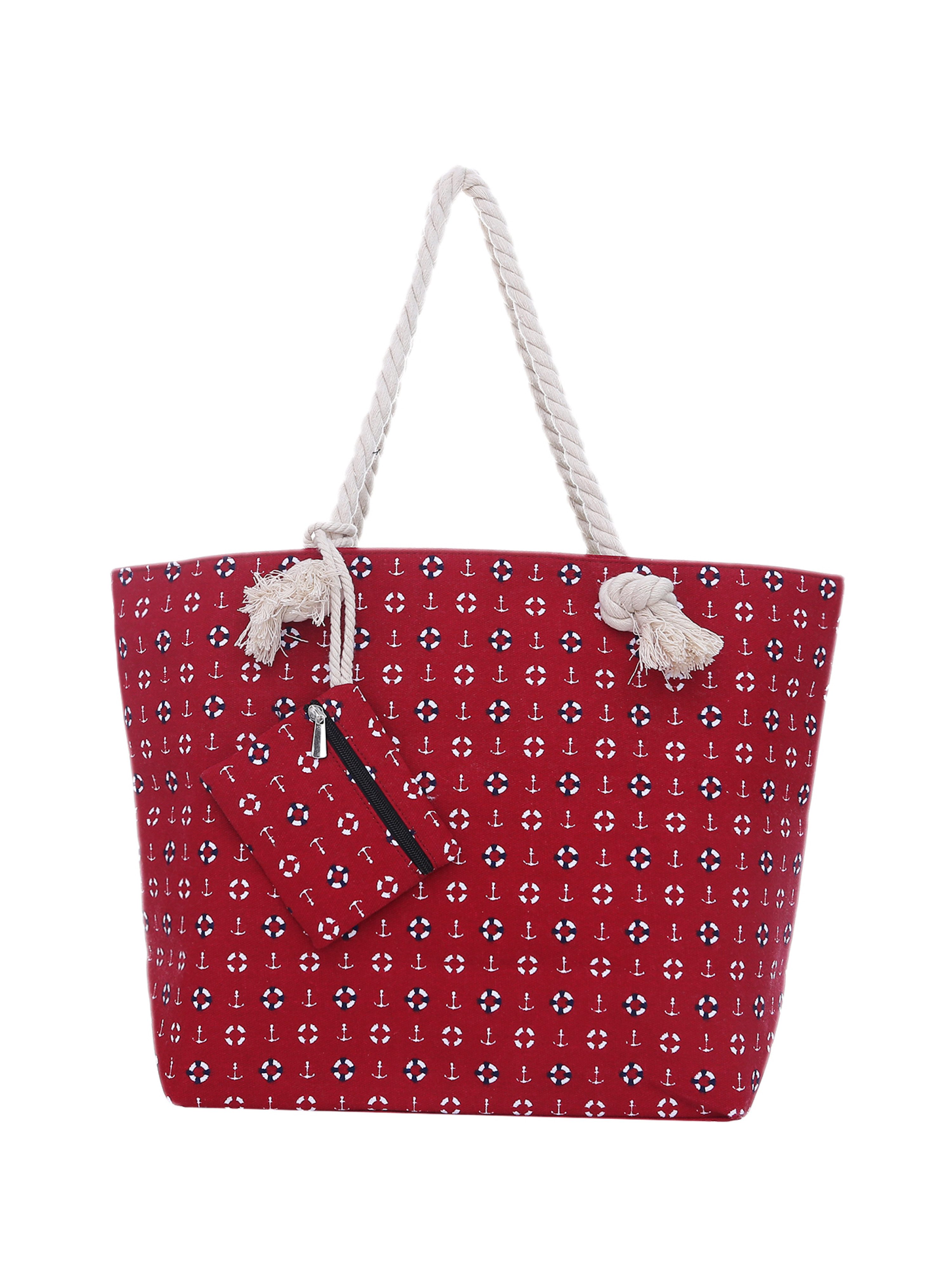 DonDon Strandtasche Shopper Schultertasche Beach Style (2-tlg), Große Strandtasche, mit Reißverschluss, tolle Motive