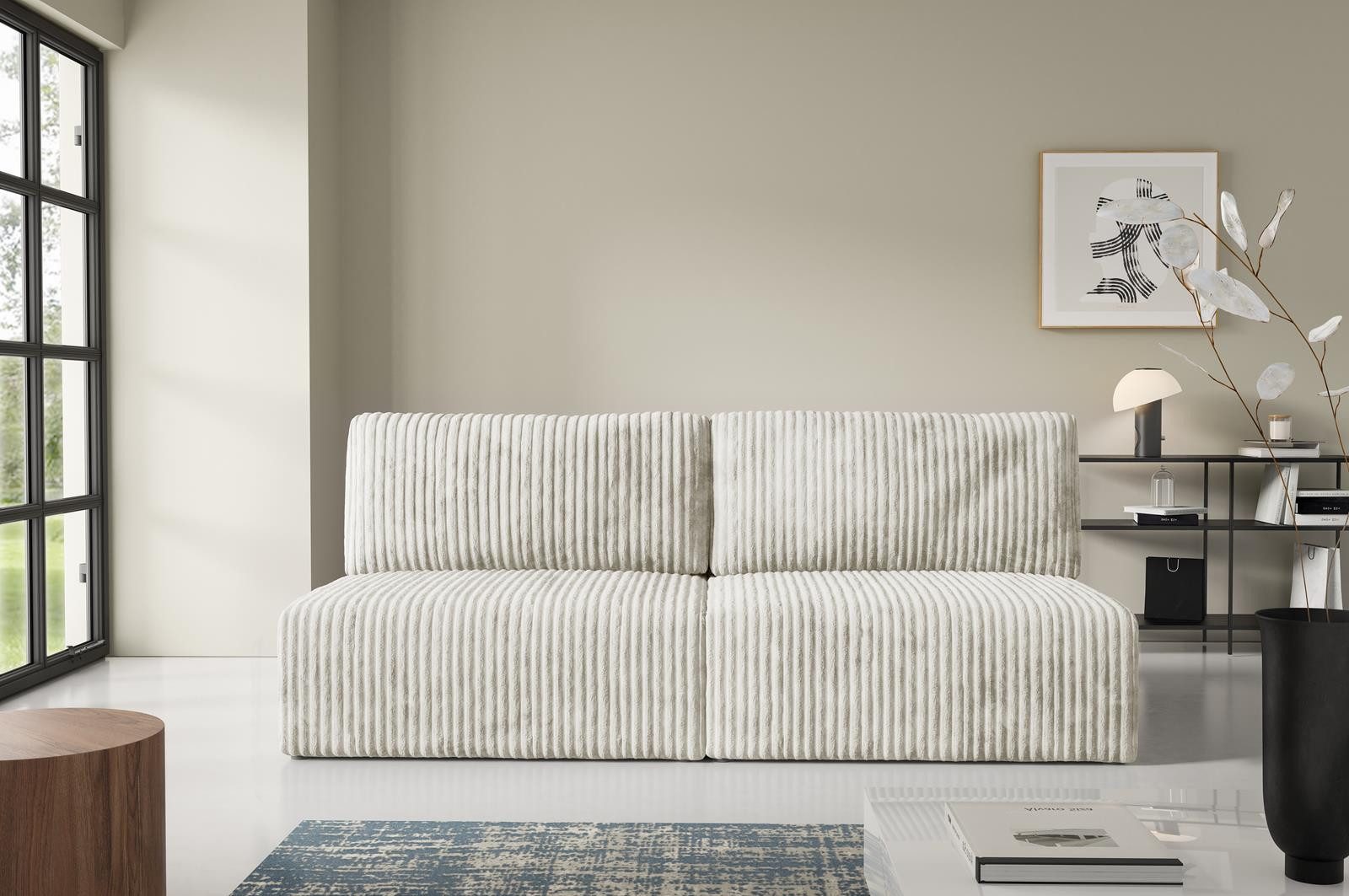 Compleo Schlafsofa klein, Cordsofa ohne Armlehnen, günstig online kaufen