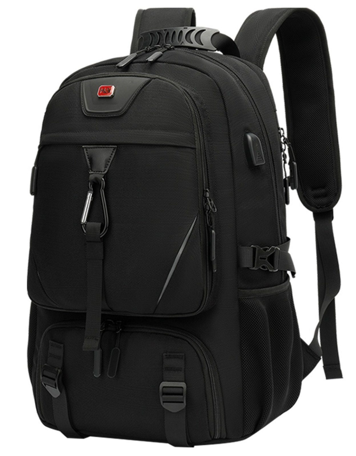 NULSTA Rucksack Großer Laptoprucksack Erweiterbarer Wasserdicht Tagesrucksack (Für Laptop bis 15,6,16,17 Zoll), Handgepäck Laptop Rucksack mit USB-Ladeanschluss