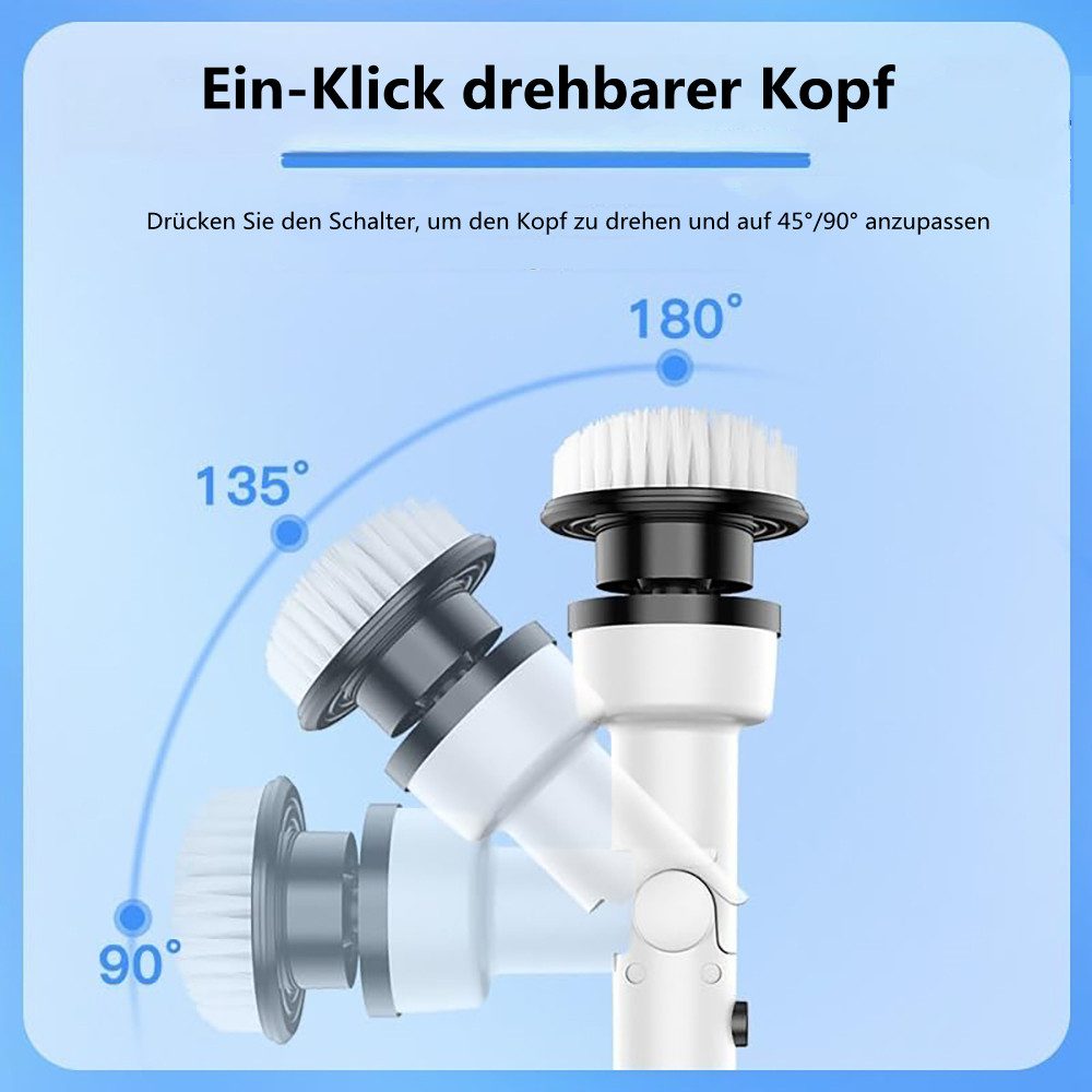 Insma Reinigungsbürsten-Set, (Spin Scrubber Multibürste, 9-tlg), Kabellos Akku-Reinigungsbürste
