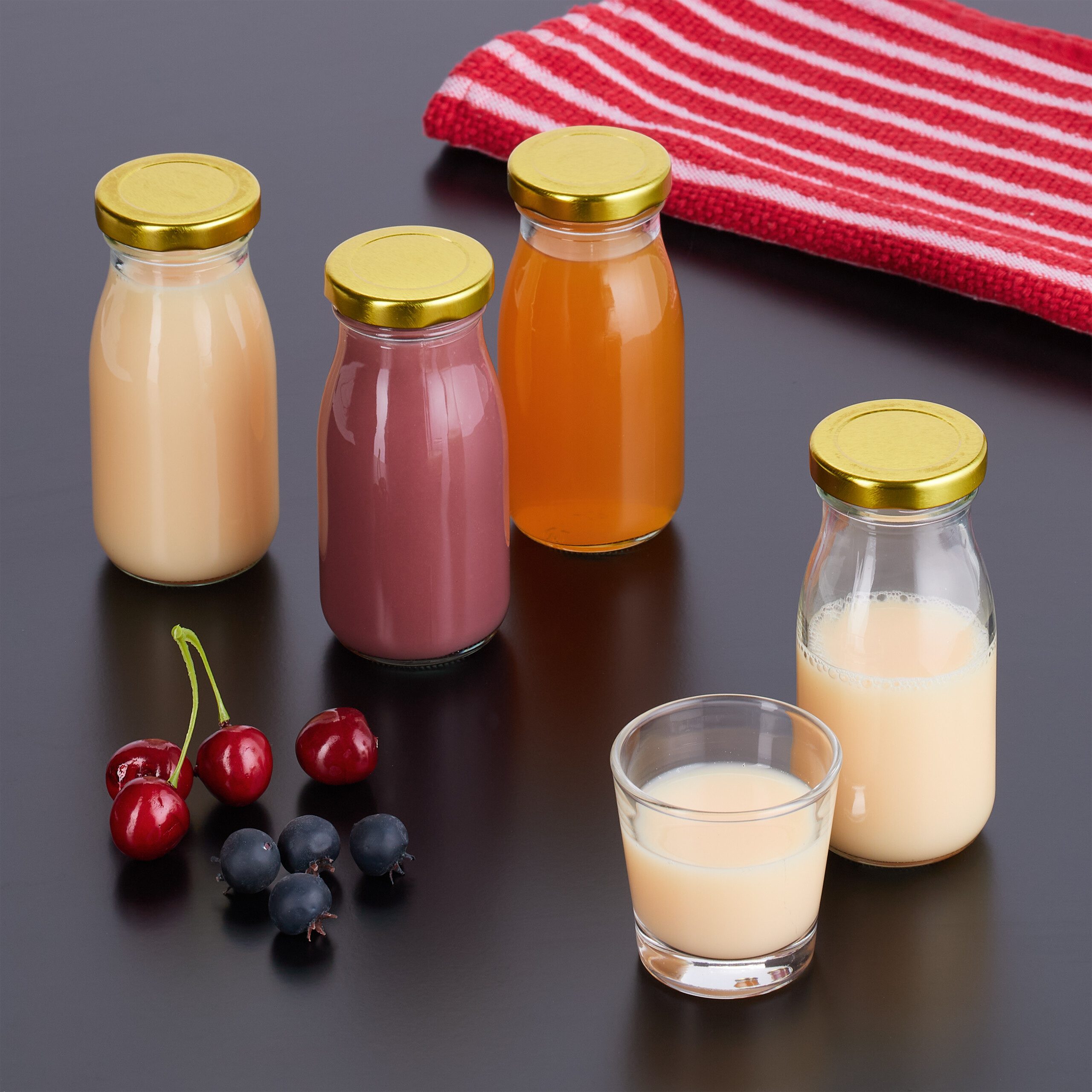 relaxdays Vorratsglas Kleine Flaschen 150 ml 24er Set, Glas