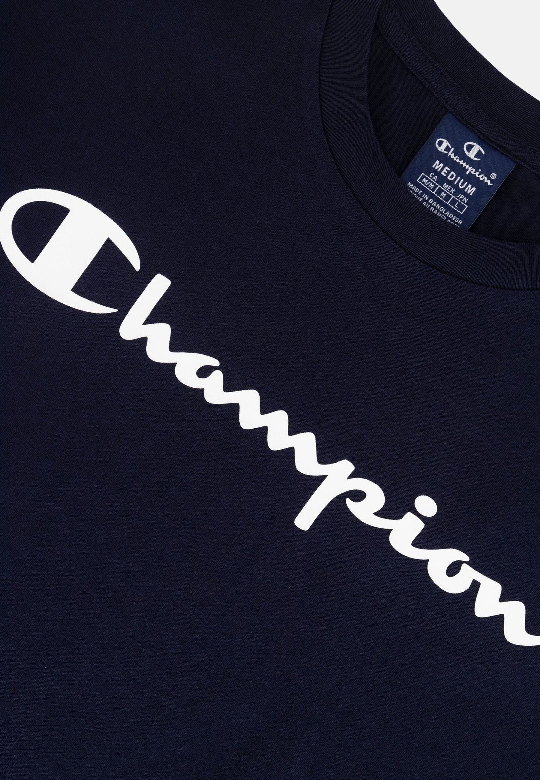 Baumwolle mit Champion dunkelblau Shirt Rundhals-T-Shirt T-Shirt aus