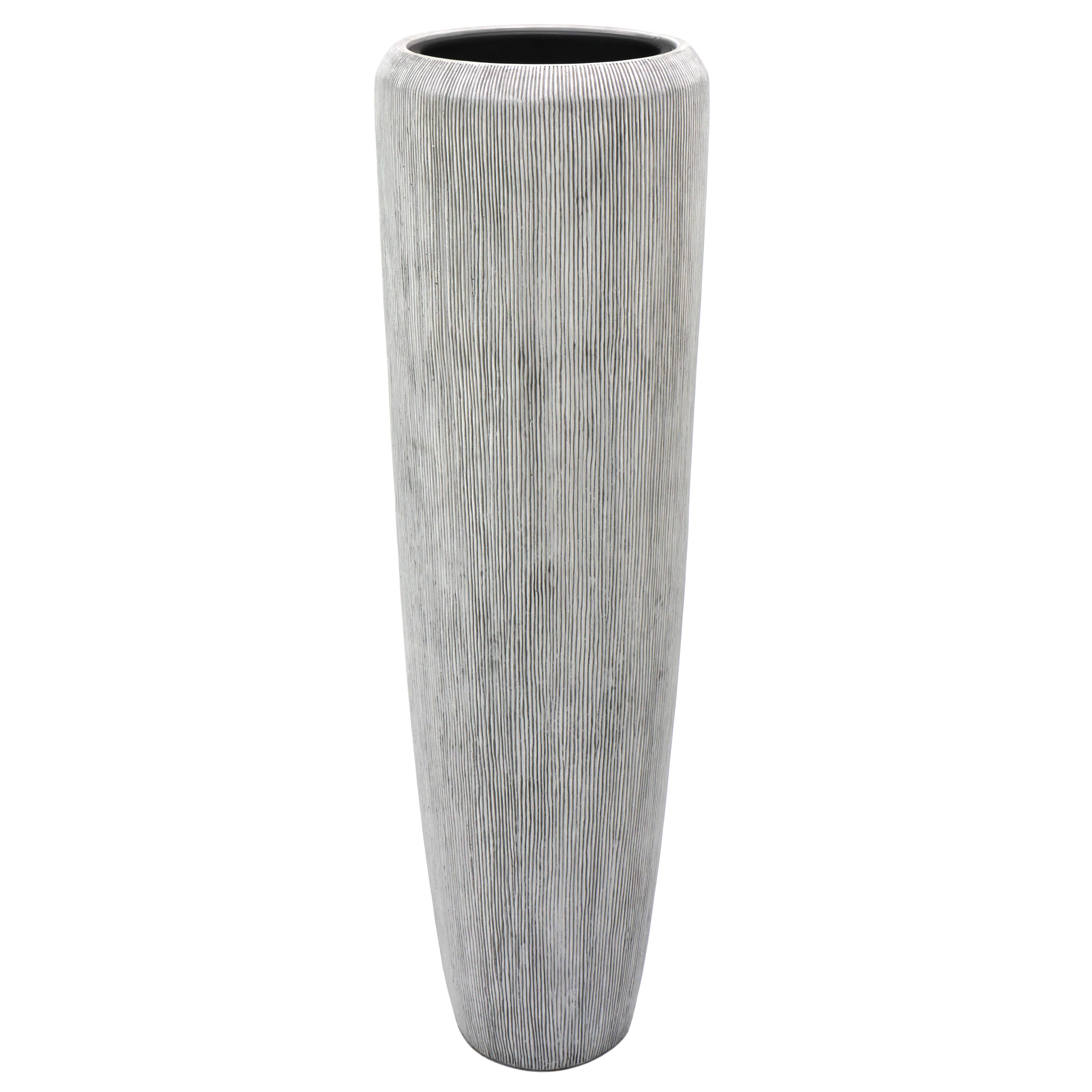 Flingora Bodenvase Esmee, mit Einsatz - Fiberglas - Indoor & Outdoor - Grauweiß - Höhe 117 cm