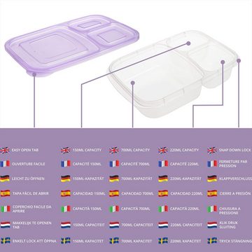 Kurtzy Aufbewahrungsdose Wiederverwendbare Bento-Lunchbox - Satz von 7 klaren Behältern, Reusable Bento Lunchbox - Set of 7 Clear Boxes