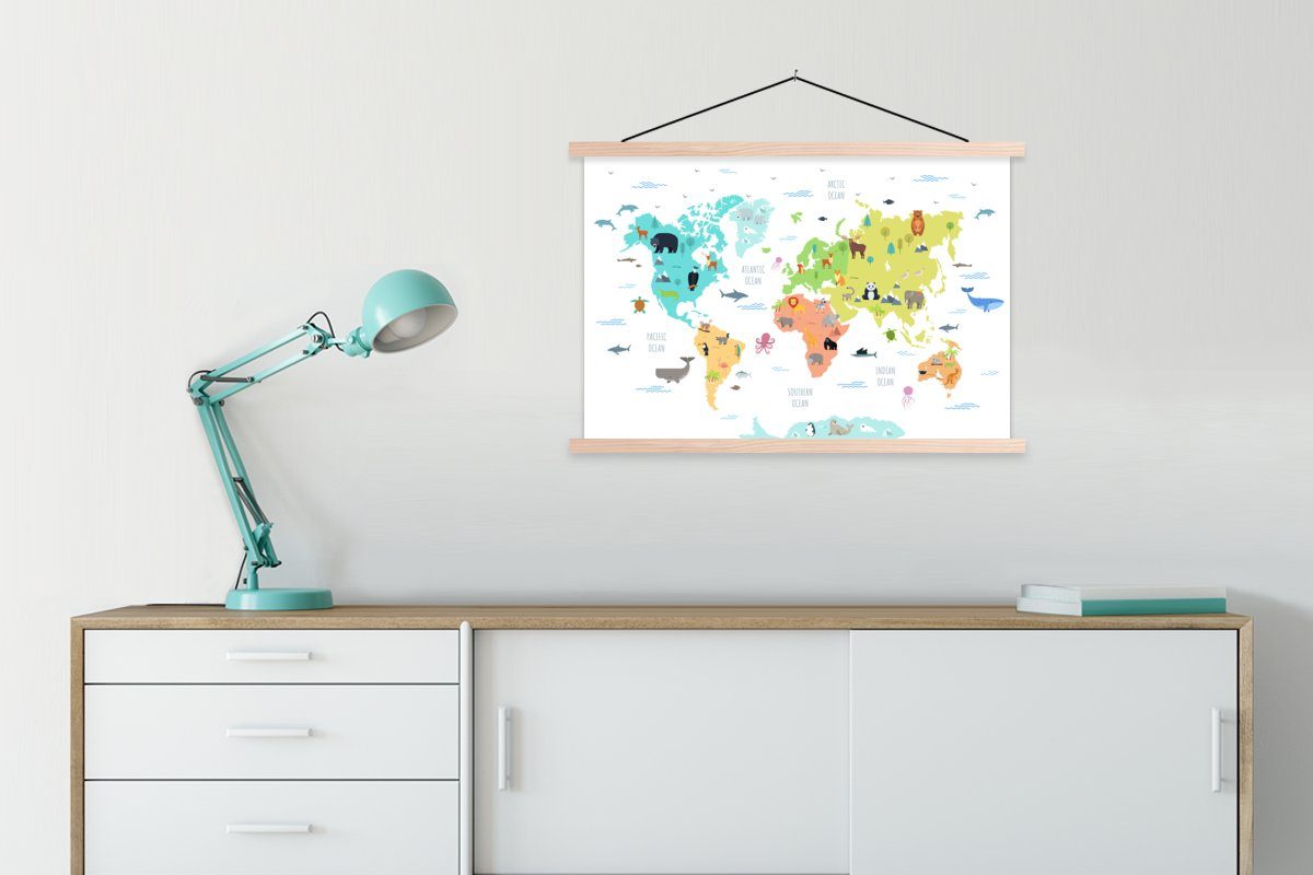 MuchoWow Poster Weltkarte - Tiere - günstig online kaufen