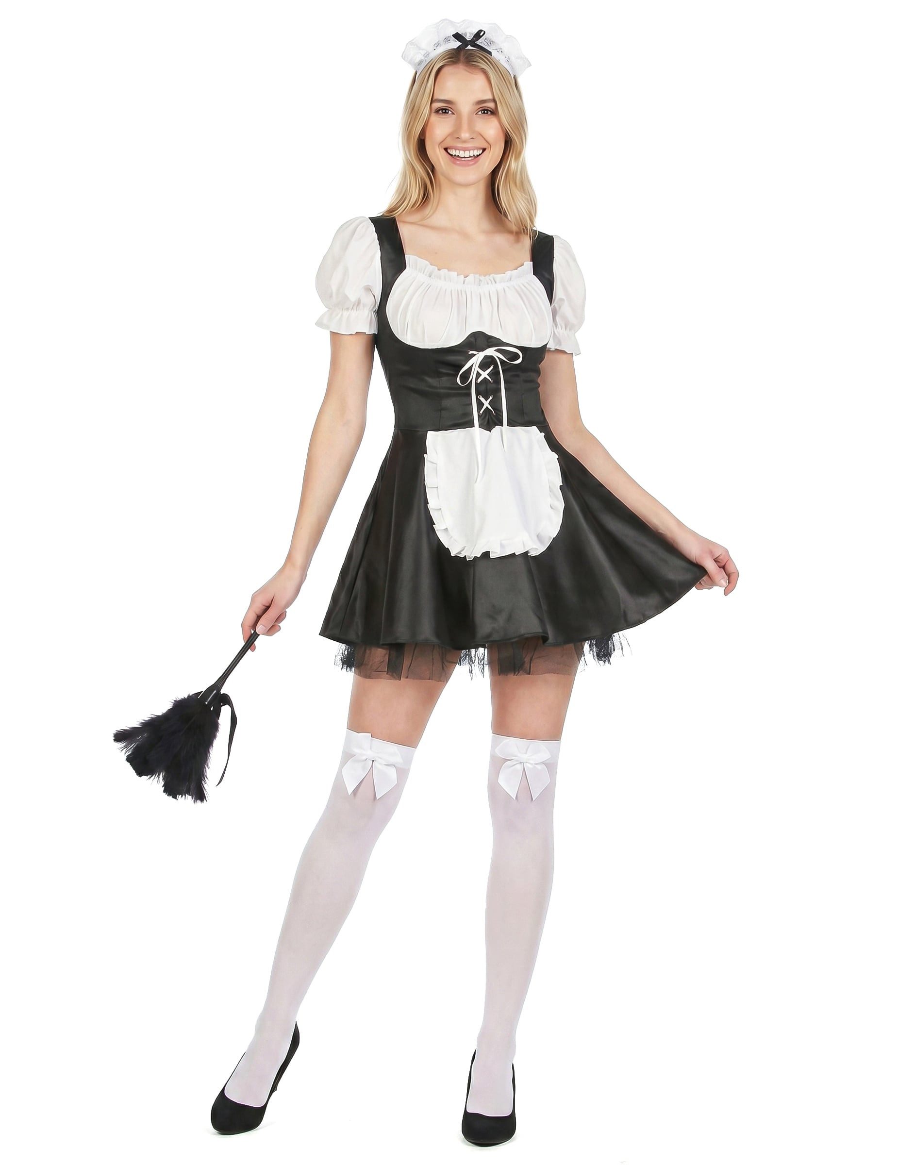 JADEO Kostüm Zimmermädchen-Damenkostüm Hausfrau schwarz-weiss