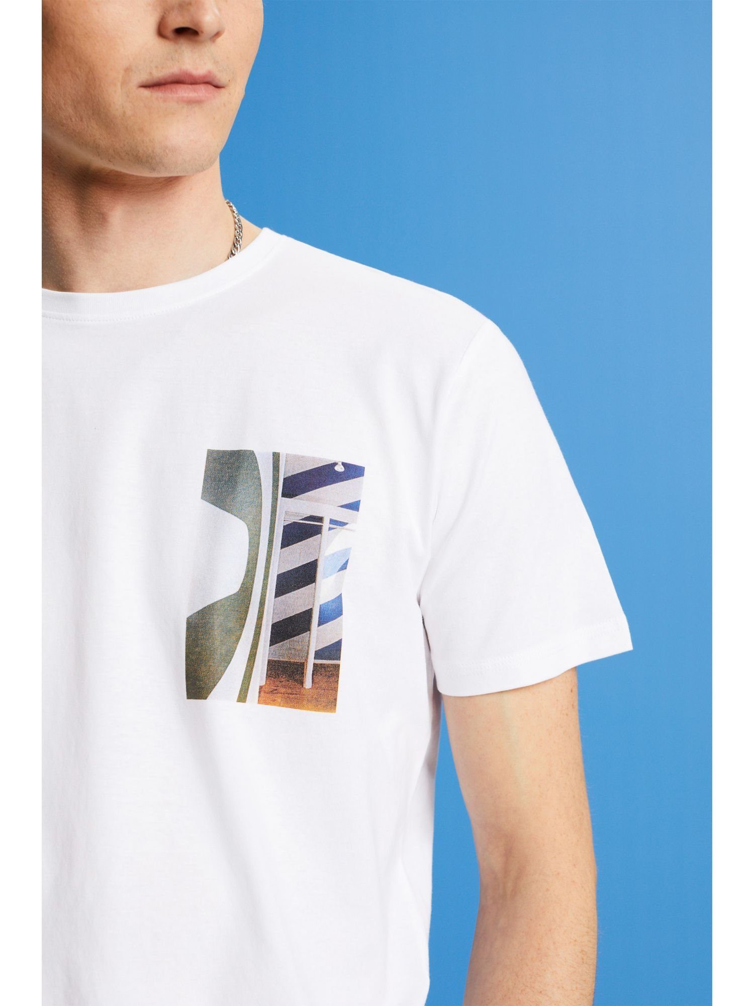 edc by Esprit T-Shirt Rundhals-T-Shirt, WHITE 100 % Baumwolle (1-tlg)