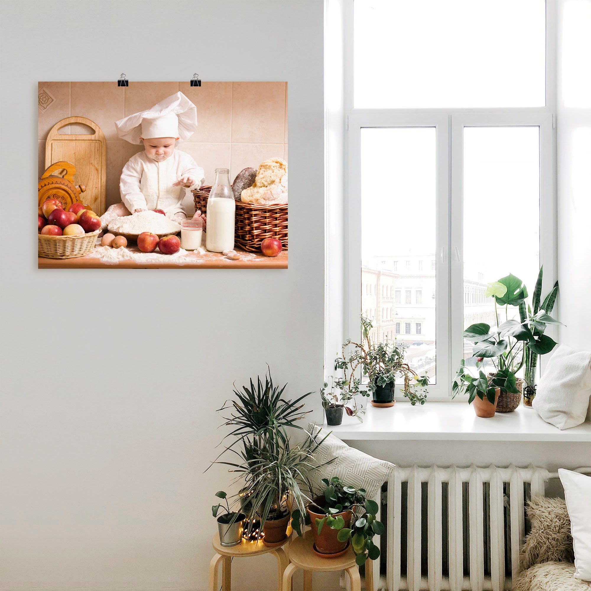 Artland Wandbild Küche Bilder Kind als Alubild, von (1 Leinwandbild, Wandaufkleber versch. Junge oder Kindern Backen, St), in Poster Größen