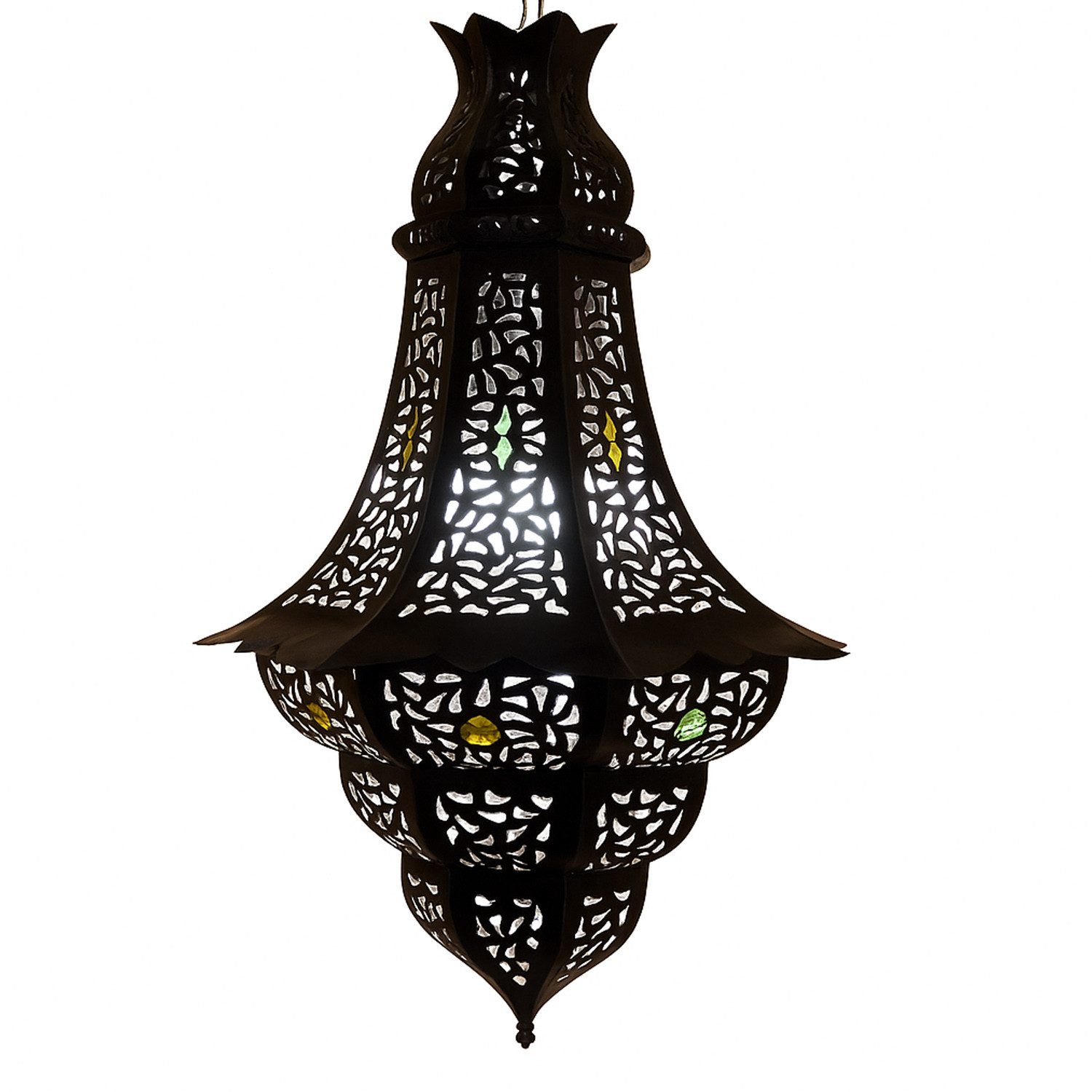 Marrakesch Orient & Mediterran Interior Pendelleuchte Deckenlampe Elmas schwarz 60cm, Orientalische Lampe aus Metall, Handarbeit