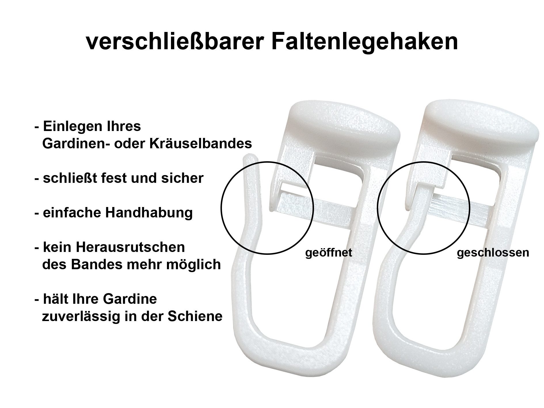 dekondo Gardinengleiter Faltengleiter/Universalgleiter mit Flachkopf 11x9 mm, für Gardinenschienen mit 4-6 mm Laufnut/Profilschlitz, (100-St), mit verschließbar – Bild 4 von 5