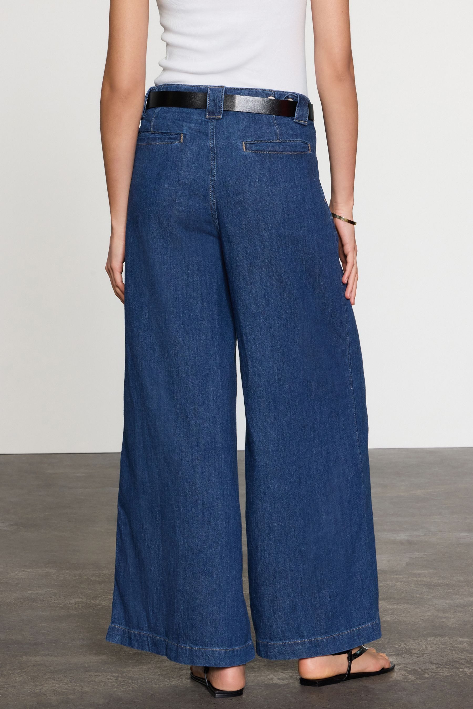 Next Weite Jeans Denim-Hose aus Leinenmischung mit weitem Bein (1-tlg) günstig online kaufen