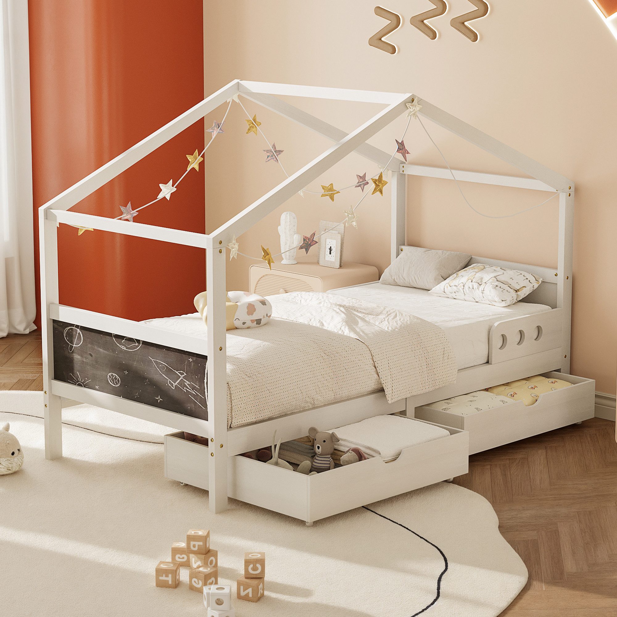 LVHOM Kinderbett 90x200cm Komplettbett Kinderbetten, Hausbett günstig online kaufen