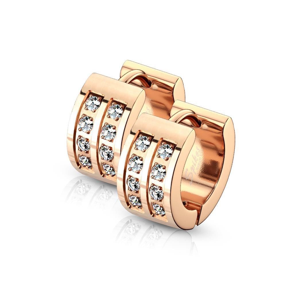 Ohrring-Set Creolen mit Zirkonia Rosegold aus Edelstahl Damen