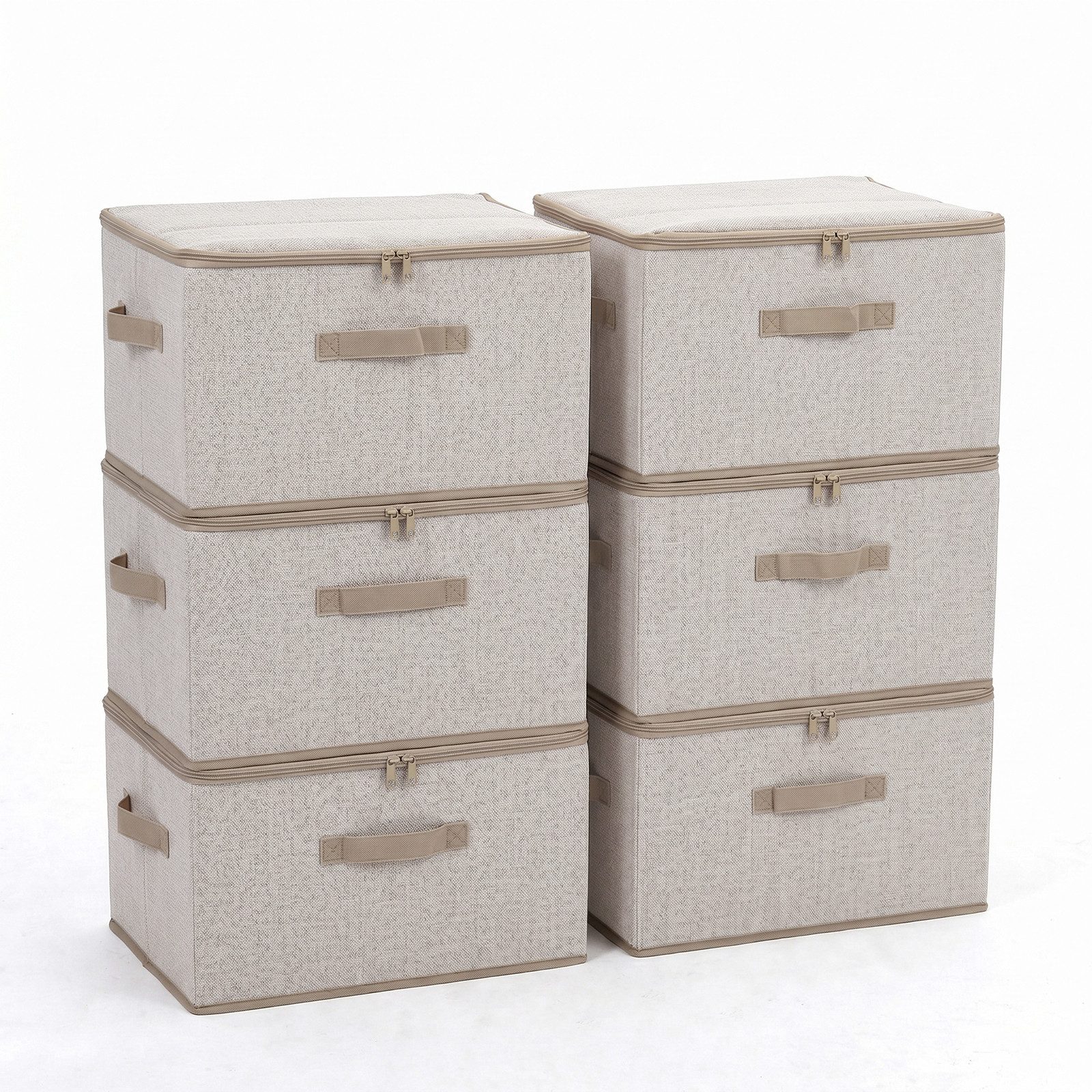 Sekey Aufbewahrungsbox Aufbewahrungsboxen mit Deckel 45L Stapelbar Faltbare Ordnungsboxen (6 St), 6er Set Faltbox, Organizer Kleidung Vliesstoff Boxen für Schrank Regal