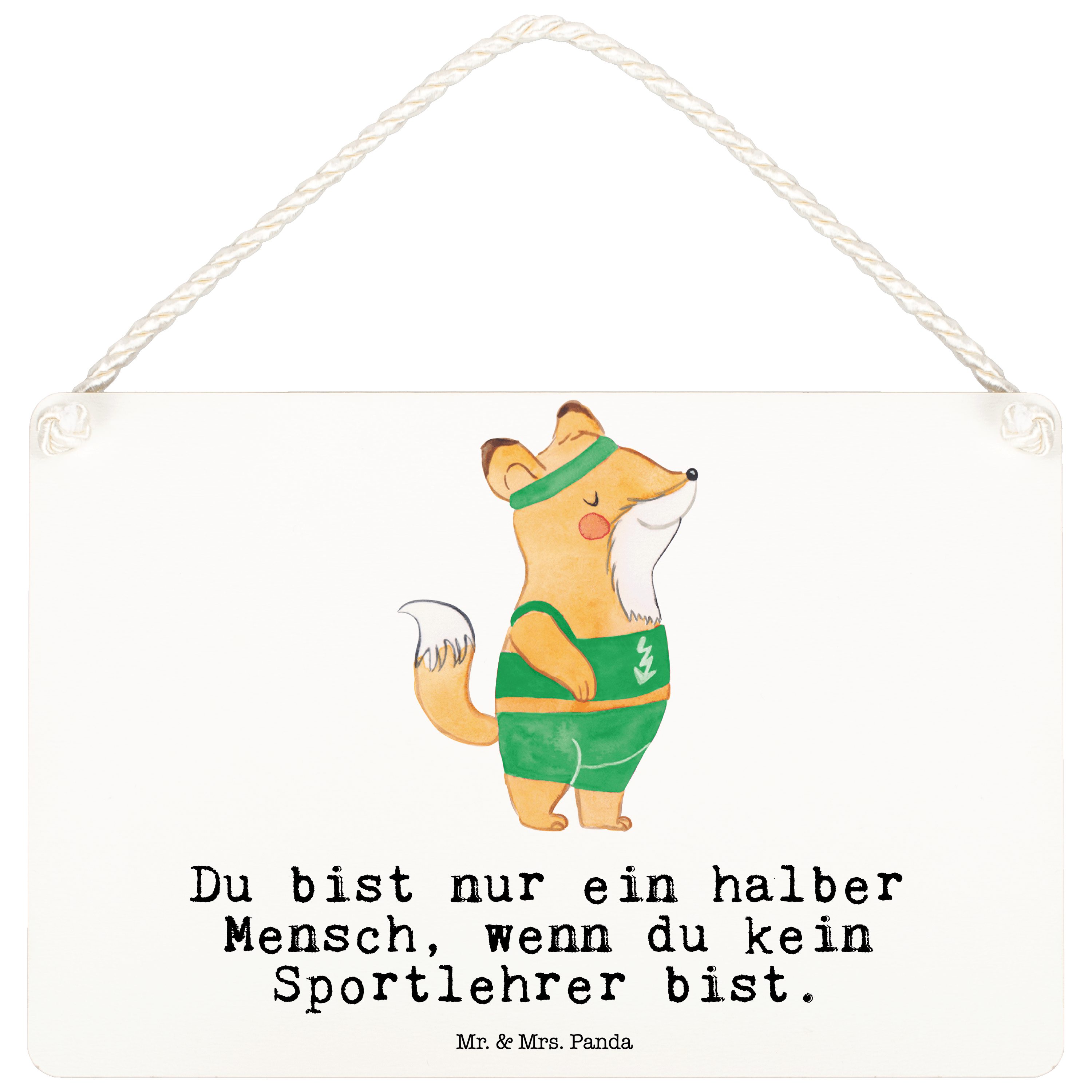 Mr. & Mrs. Panda Hinweisschild DIN A6 Sportlehrer Herz Weiß