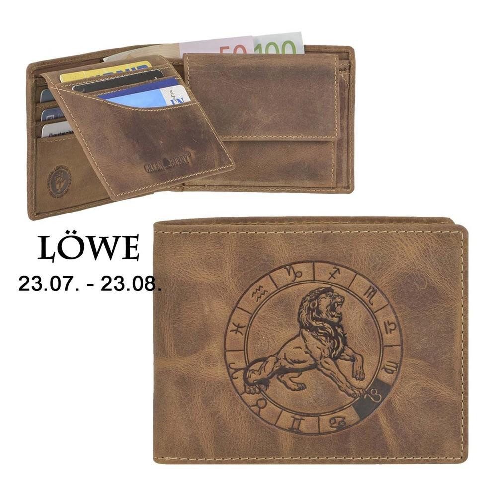 Greenburry Geldbörse Vintage (oA), Portemonnaie, Lederbörse, Sternzeichen-Prägung Löwe