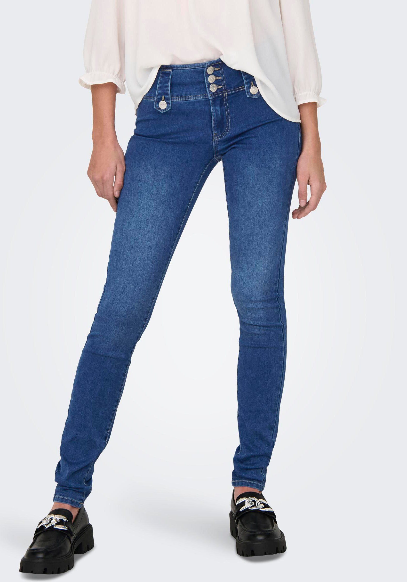 ONLY Skinny-fit-Jeans ONLROYAL REG SK VIS BUT DET DNM PIM Medium Blue Denim