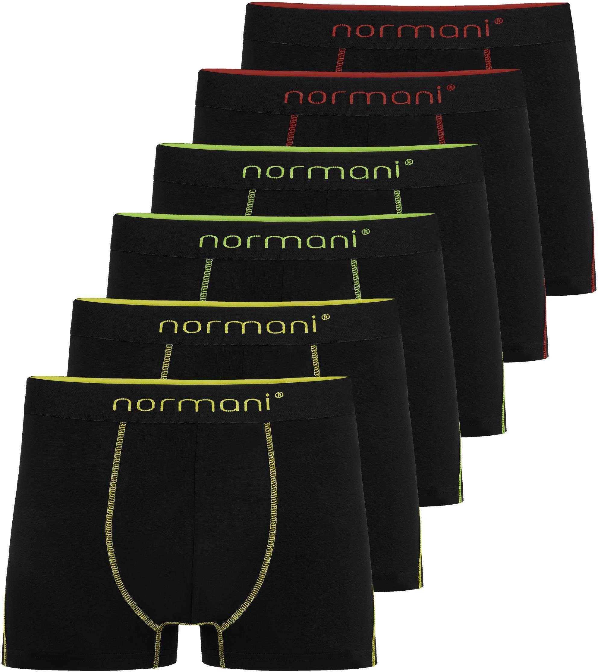 6 normani Gelb/Grün/Rot Männer Baumwolle Unterhose atmungsaktiver Herren aus Baumwoll-Boxershorts Boxershorts für