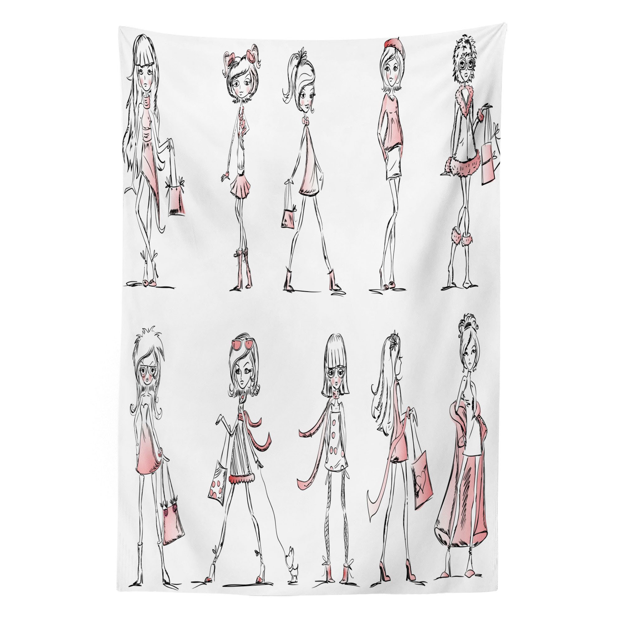 Abakuhaus Wandteppich aus Weiches Mikrofaser Stoff Für das Wohn und Schlafzimmer, rechteckig, Mode Cartoon Fashion Damen