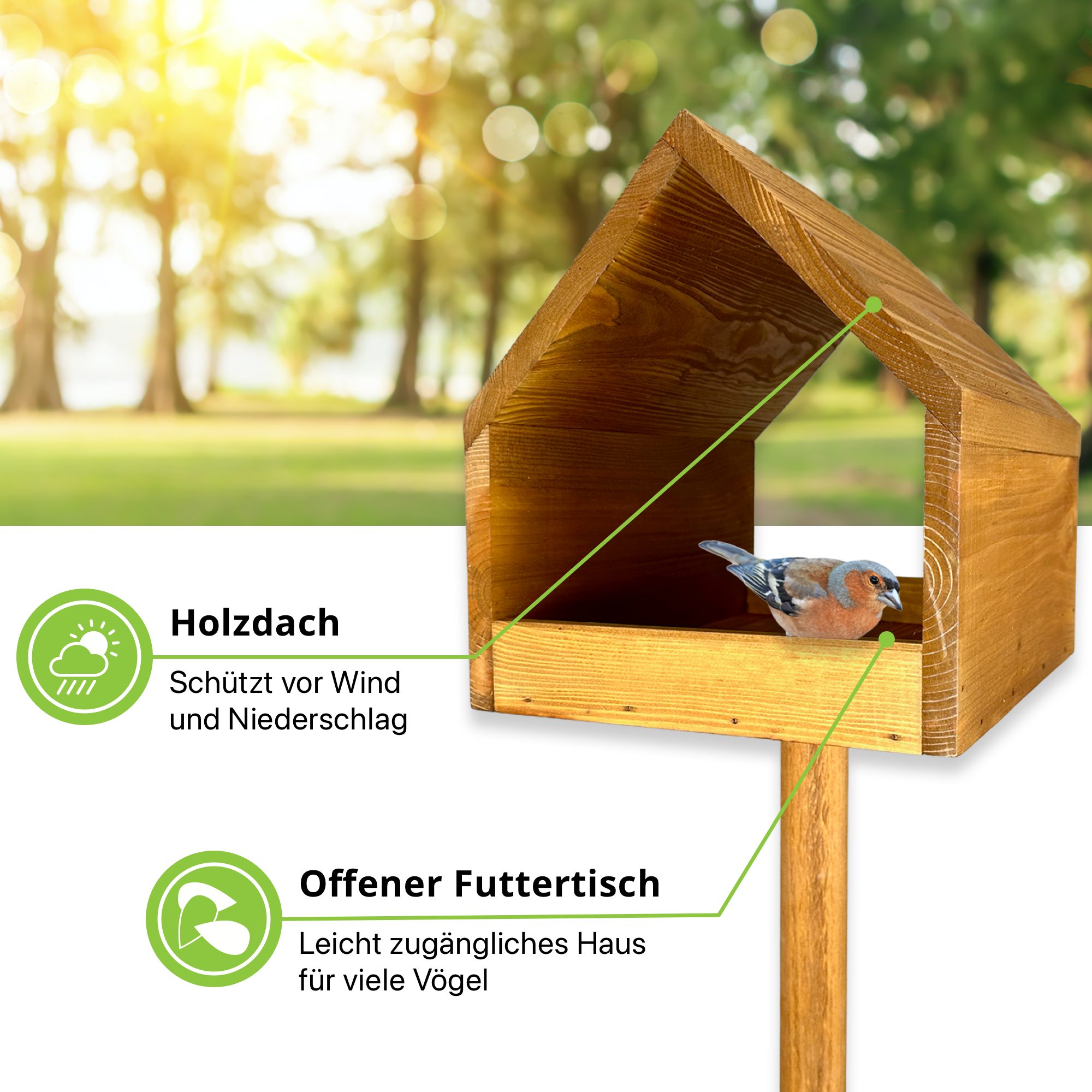 gartenetage Vogelhaus Vogelfutterhaus aus Massivholz mit Erdspieß – Wetterf günstig online kaufen