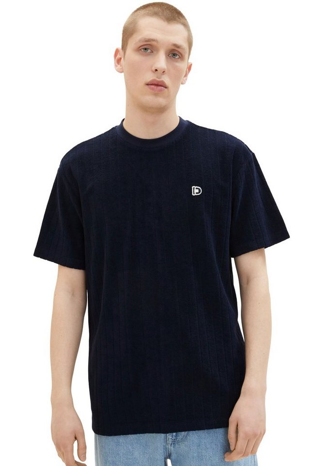 TOM strukturierter Denim Sweatware T-Shirt TAILOR aus