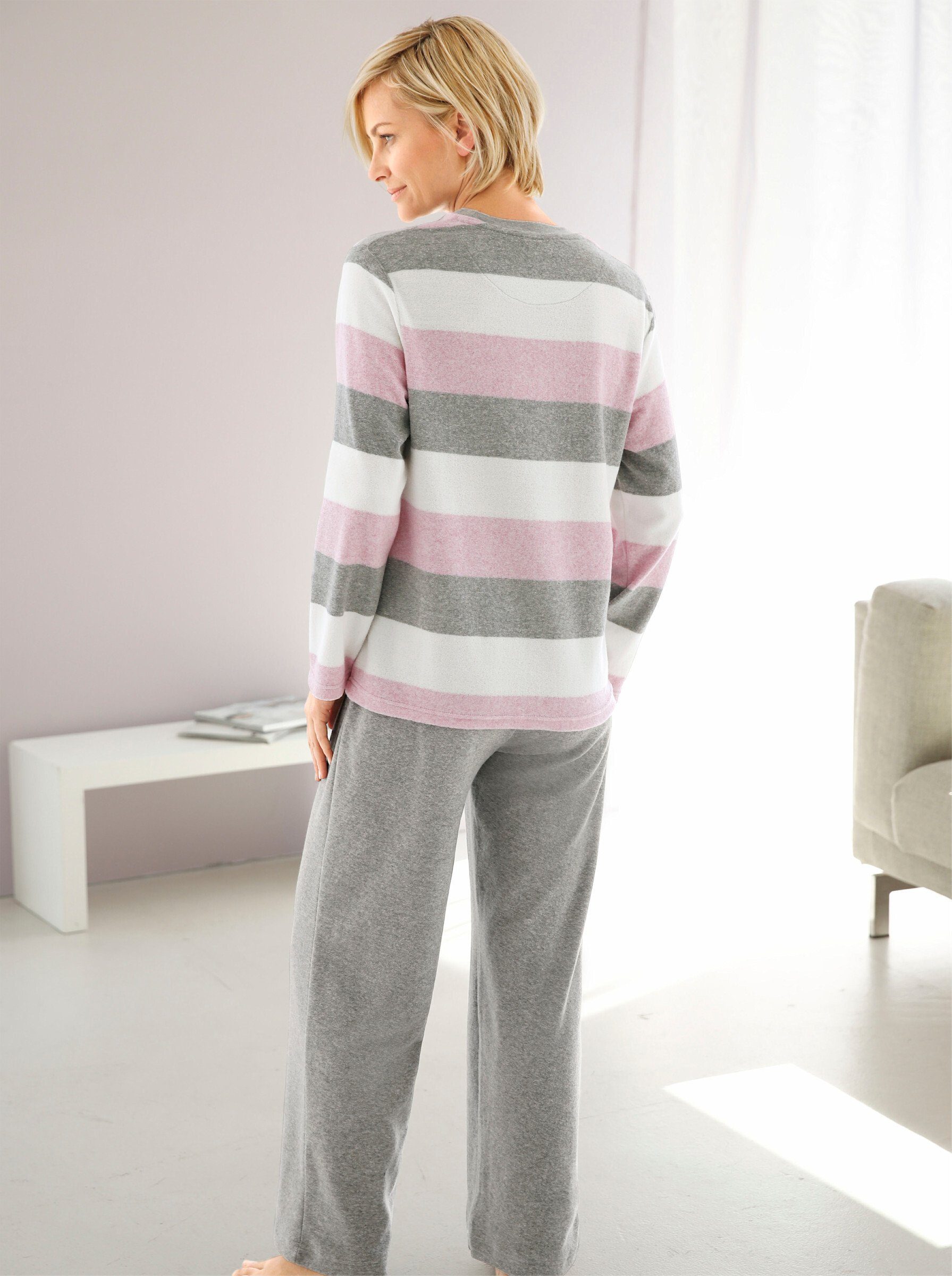 Schlafanzug Normann rosé-grau-meliert