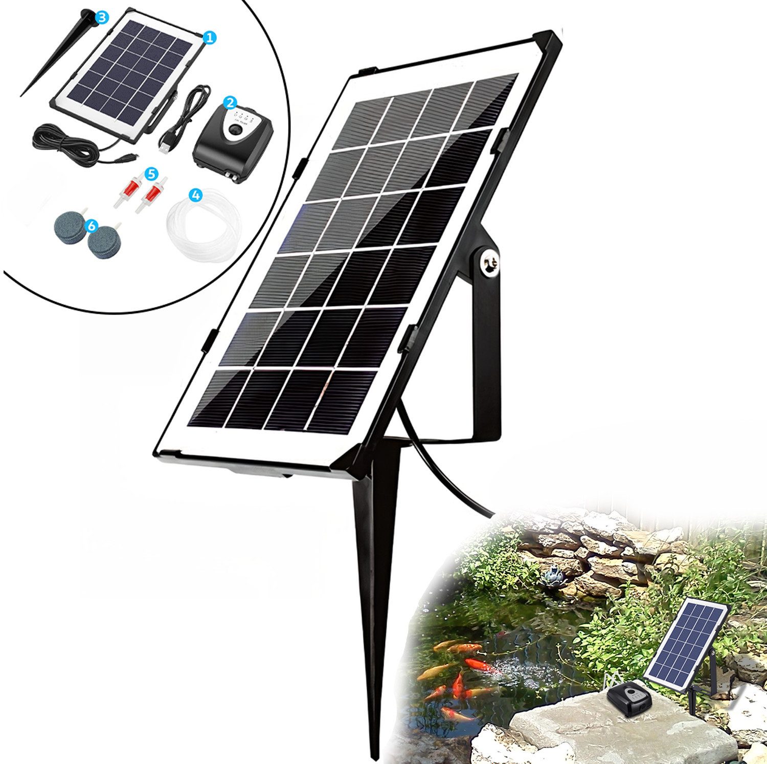BlingBin Solarpumpe Teichbelüfter Solar, 3.5W Solar günstig online kaufen