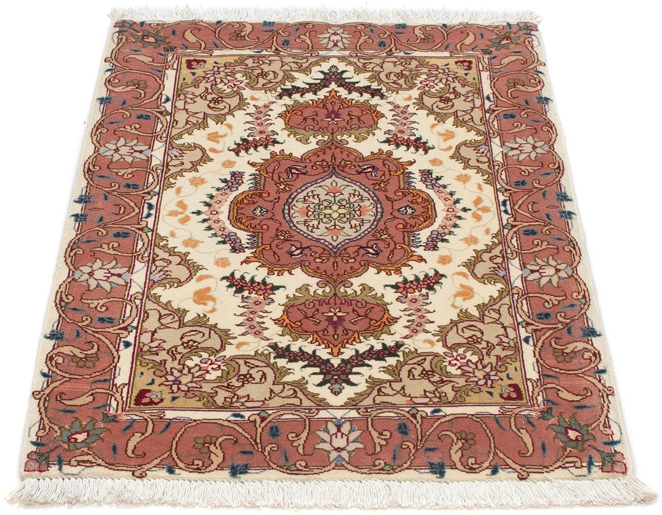 Wollteppich Täbriz - 50 Raj Blumenmuster Beige 84 x 59 cm, morgenland, rechteckig, Höhe: 8 mm, Handgeknüpft